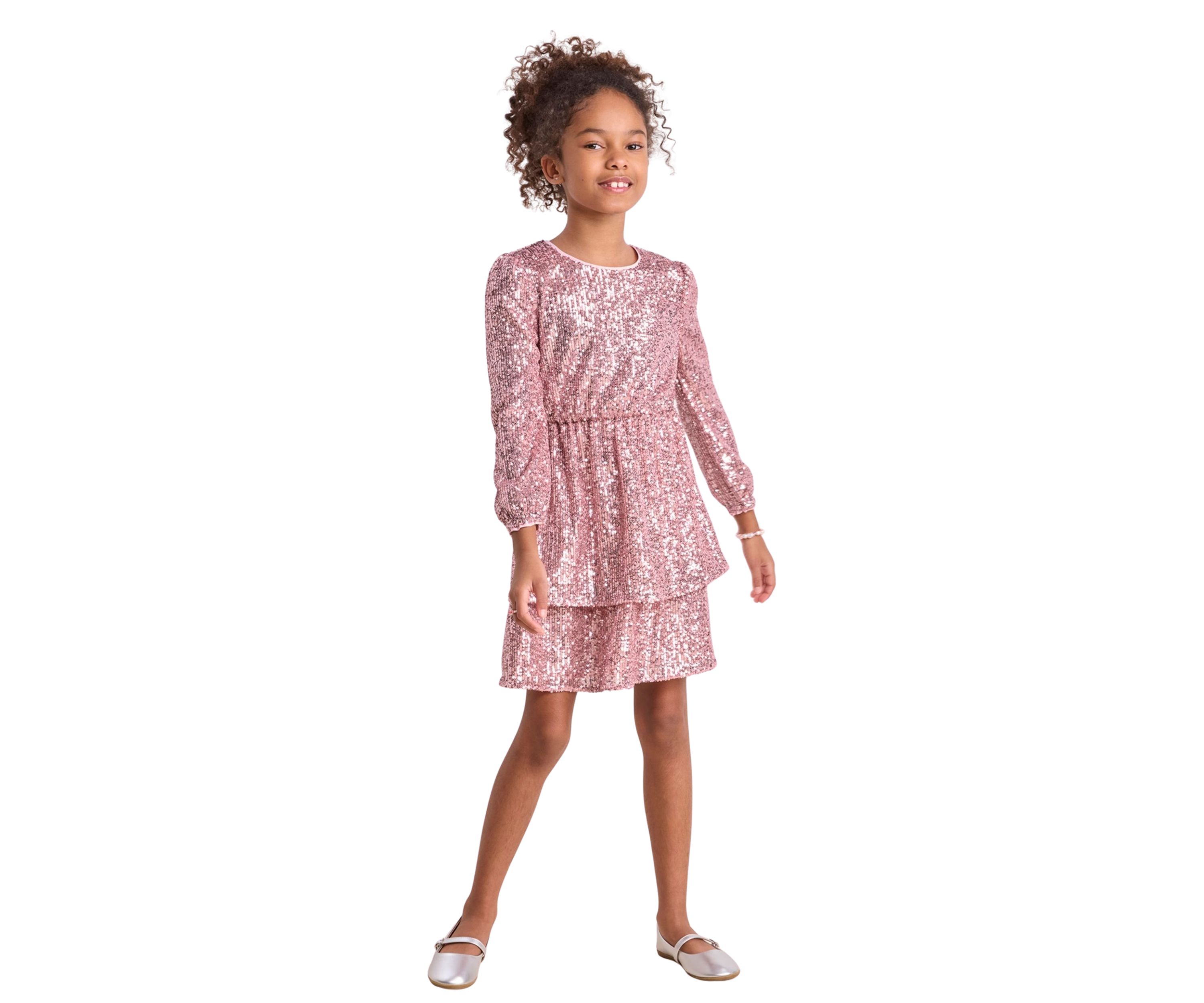 Girls 7-16 Tiered Sequin Dress