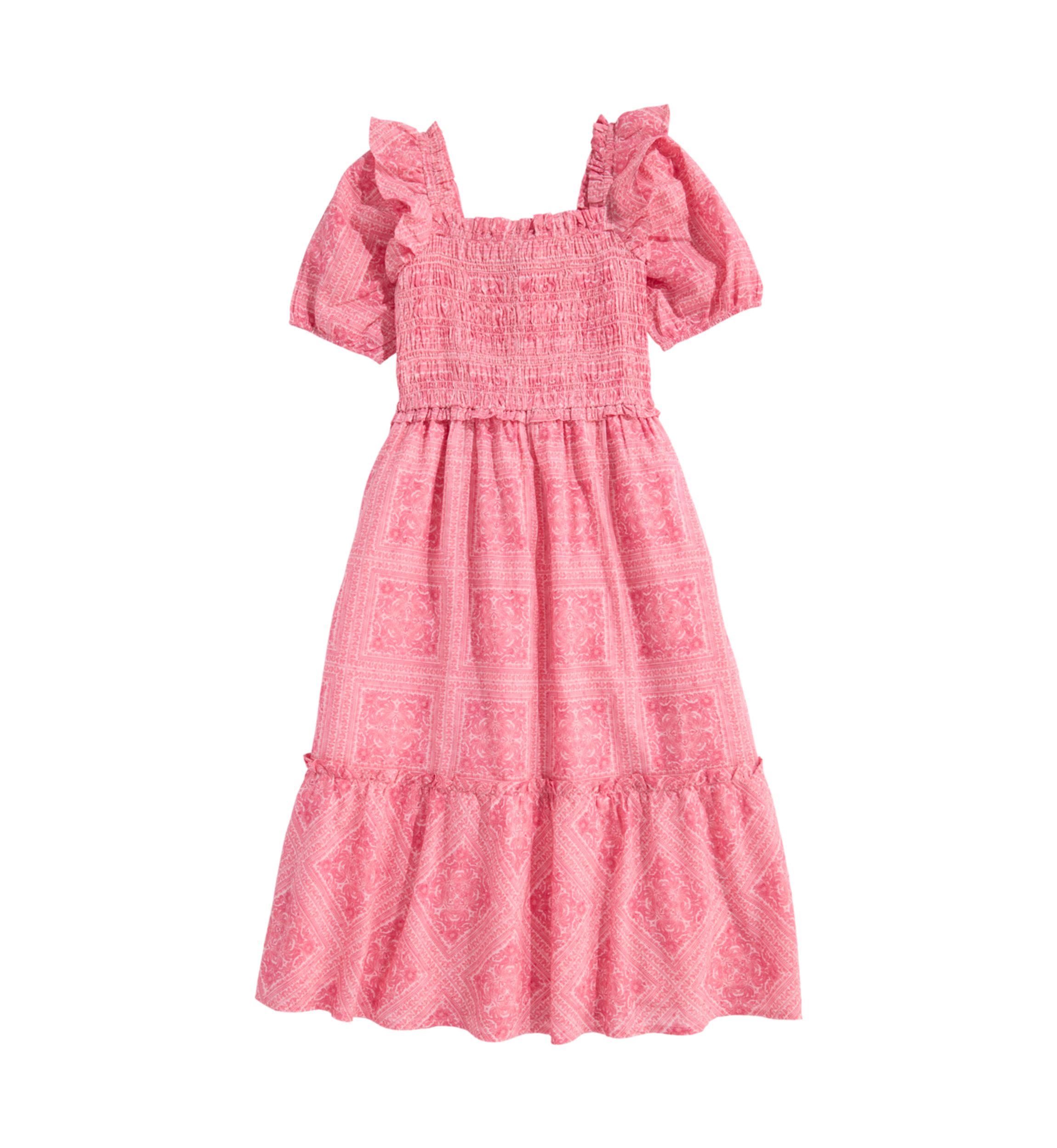 Girls 7-16 Puff Sleeve Printed Dress 
