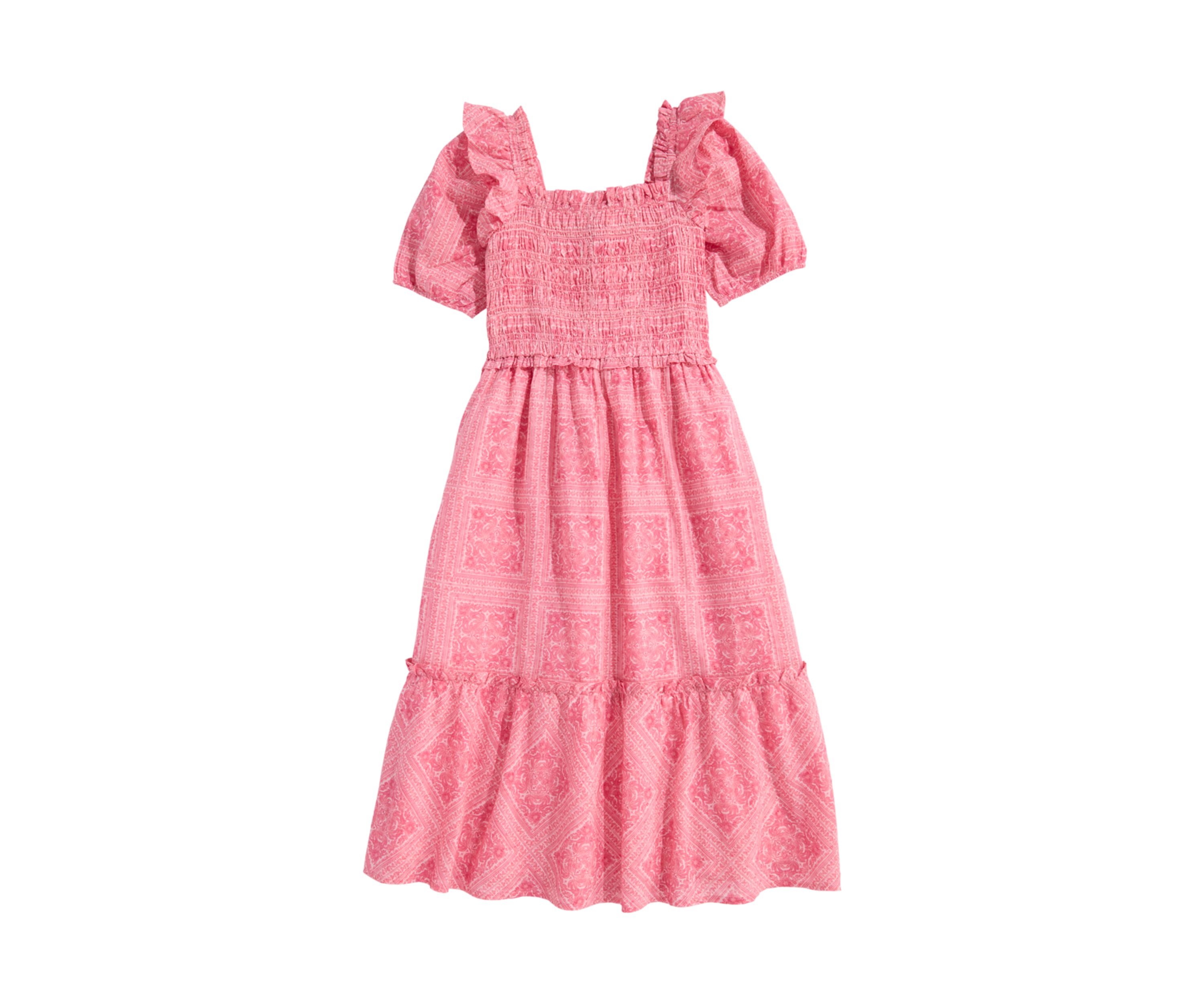 Girls 7-16 Puff Sleeve Printed Dress 