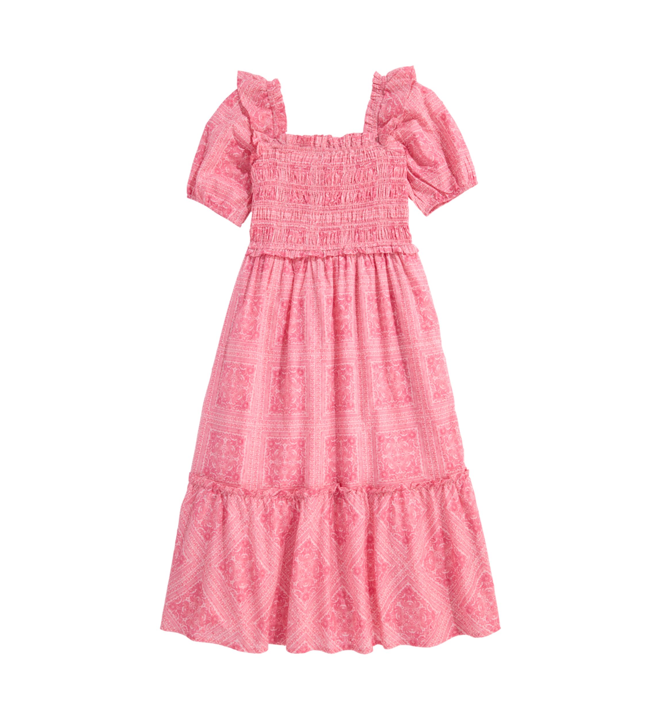 Girls 7-16 Puff Sleeve Printed Dress 