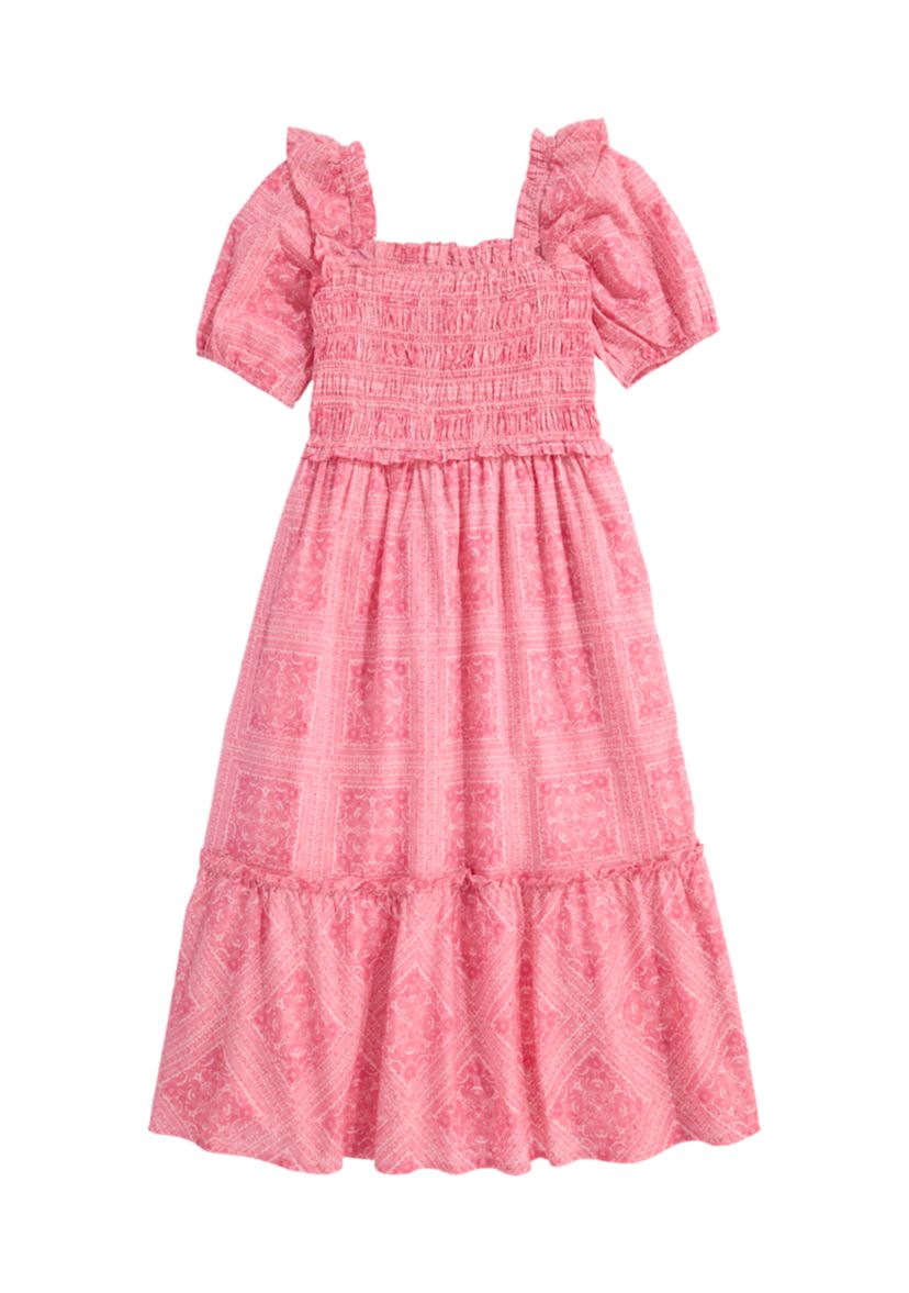 Girls 7-16 Puff Sleeve Printed Dress 