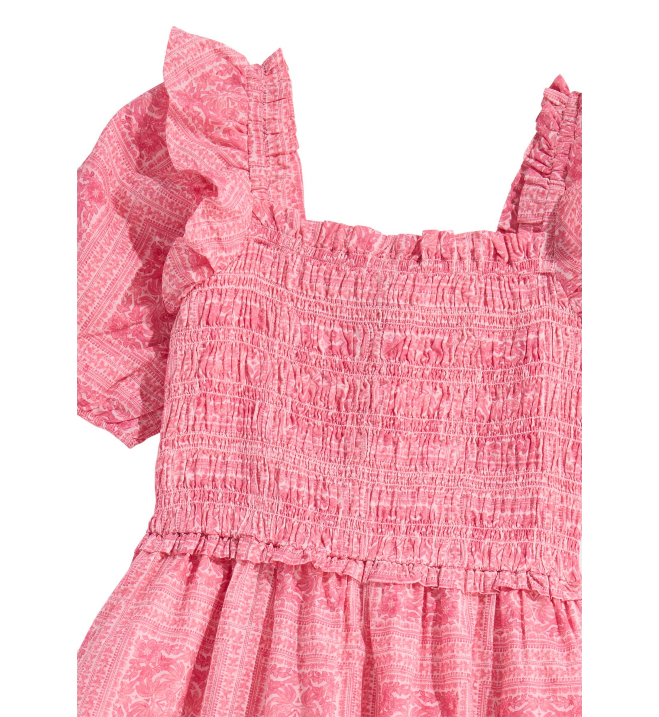 Girls 7-16 Puff Sleeve Printed Dress 