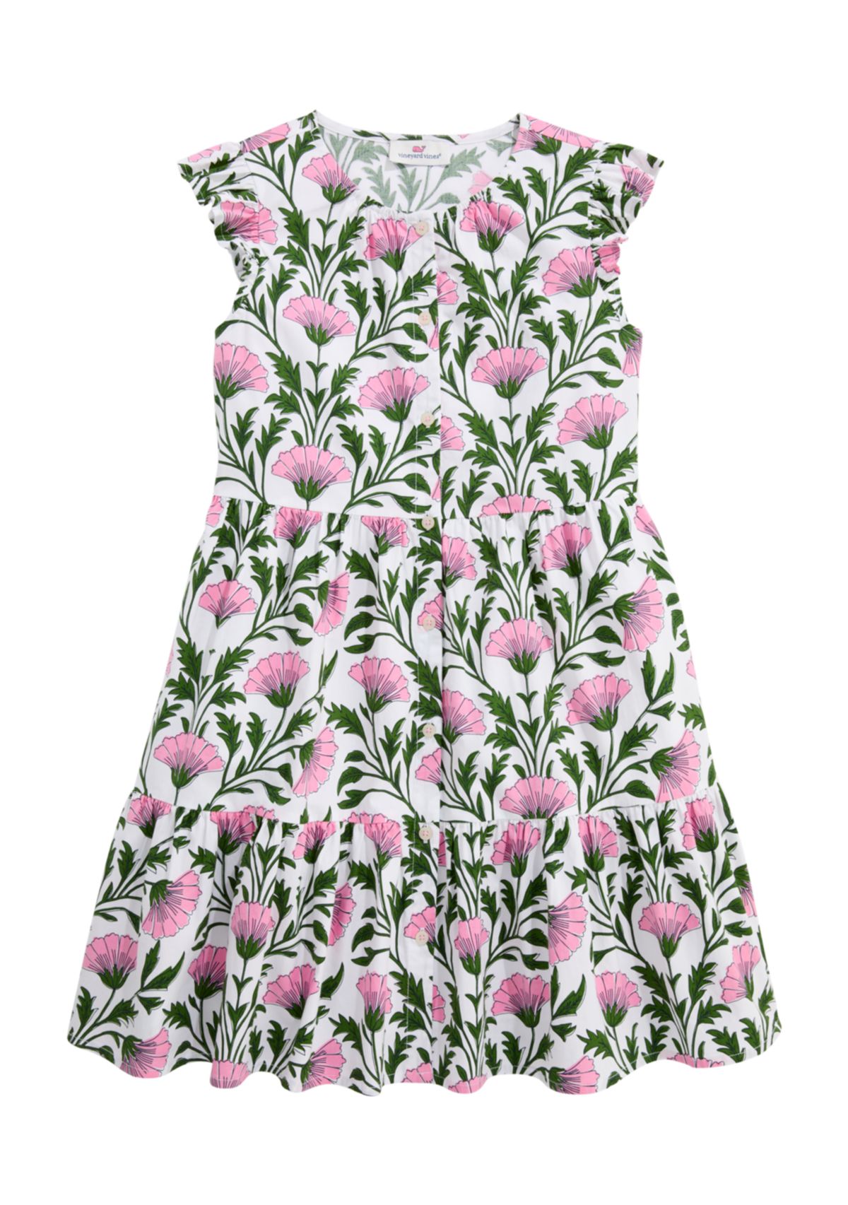 Girls 7-16 Tiered Button Dress