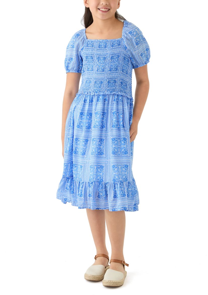 Girls 7-16 Smocked Puff Sleeve Dress