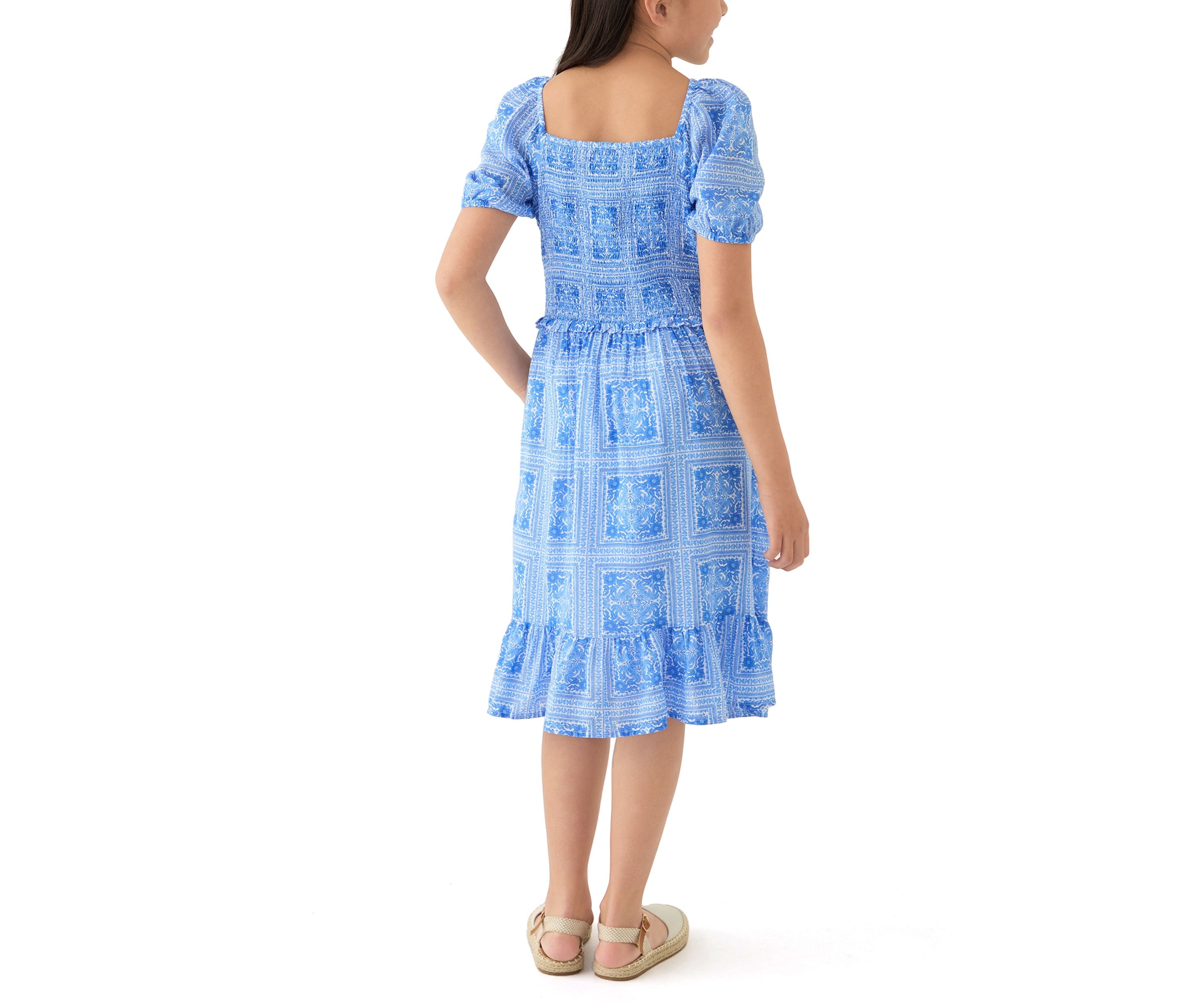 Girls 7-16 Smocked Puff Sleeve Dress