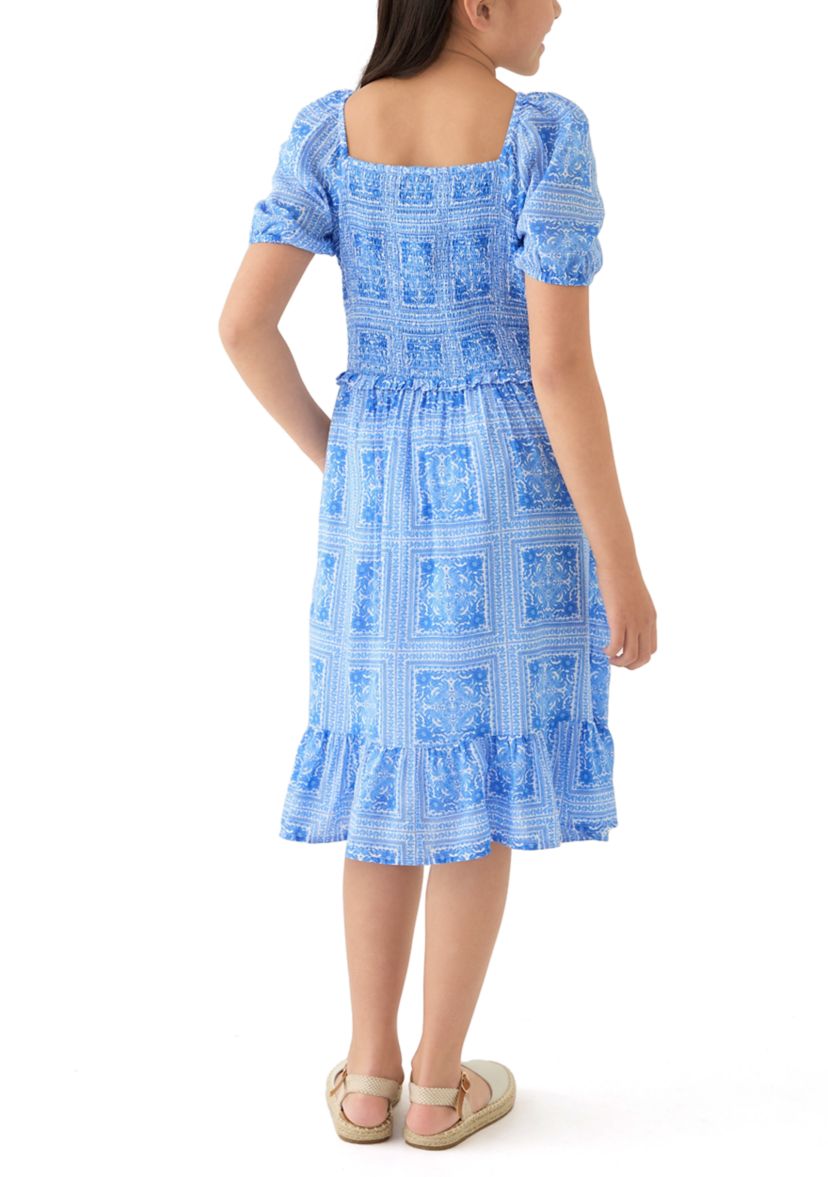 Girls 7-16 Smocked Puff Sleeve Dress
