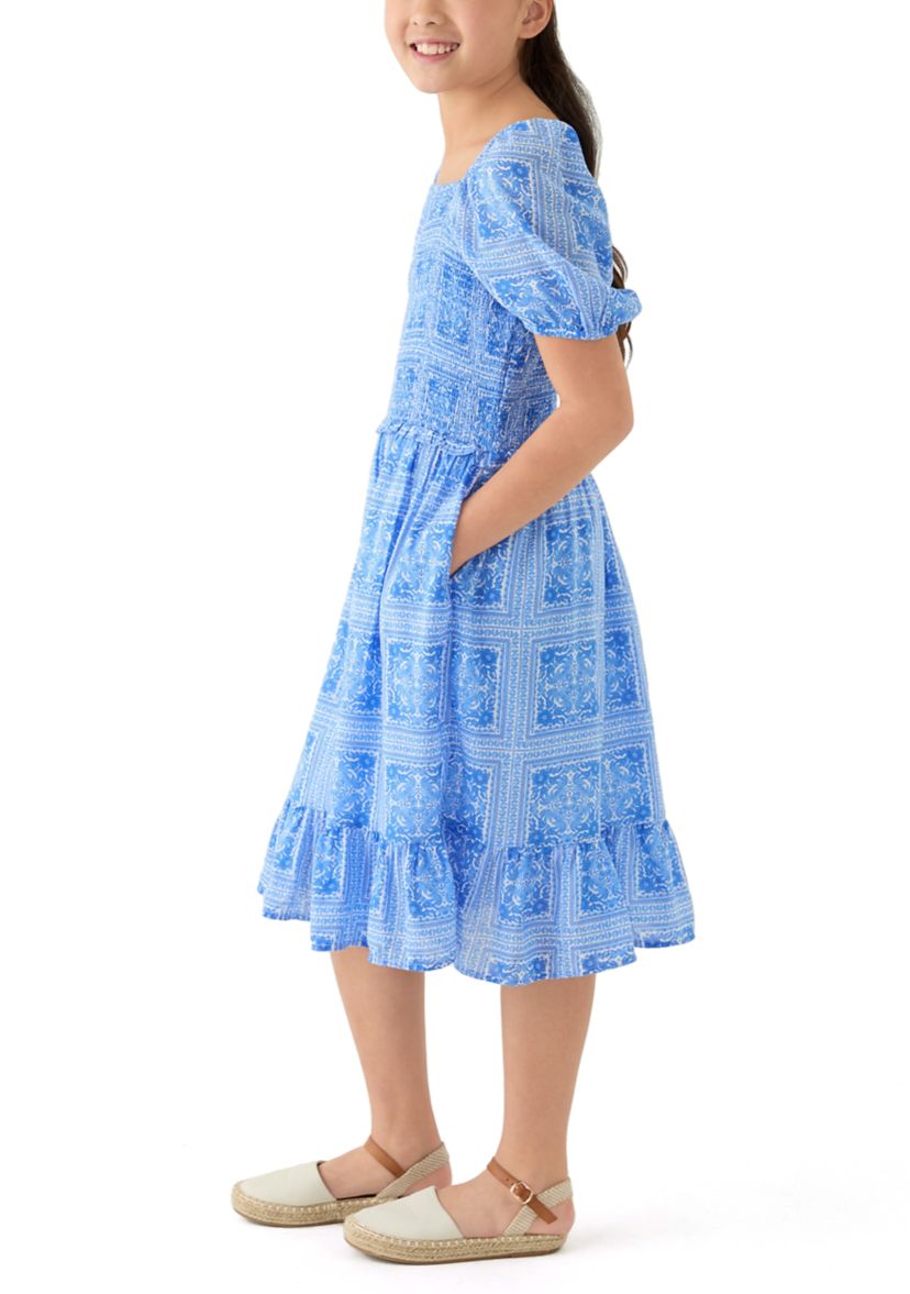 Girls 7-16 Smocked Puff Sleeve Dress