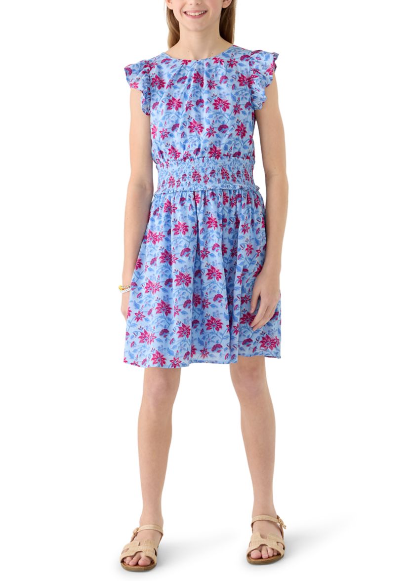 Vineyard Vines Delia Dress (Toddler/Little Kid/Big Kid) - Floral Serenity Blue