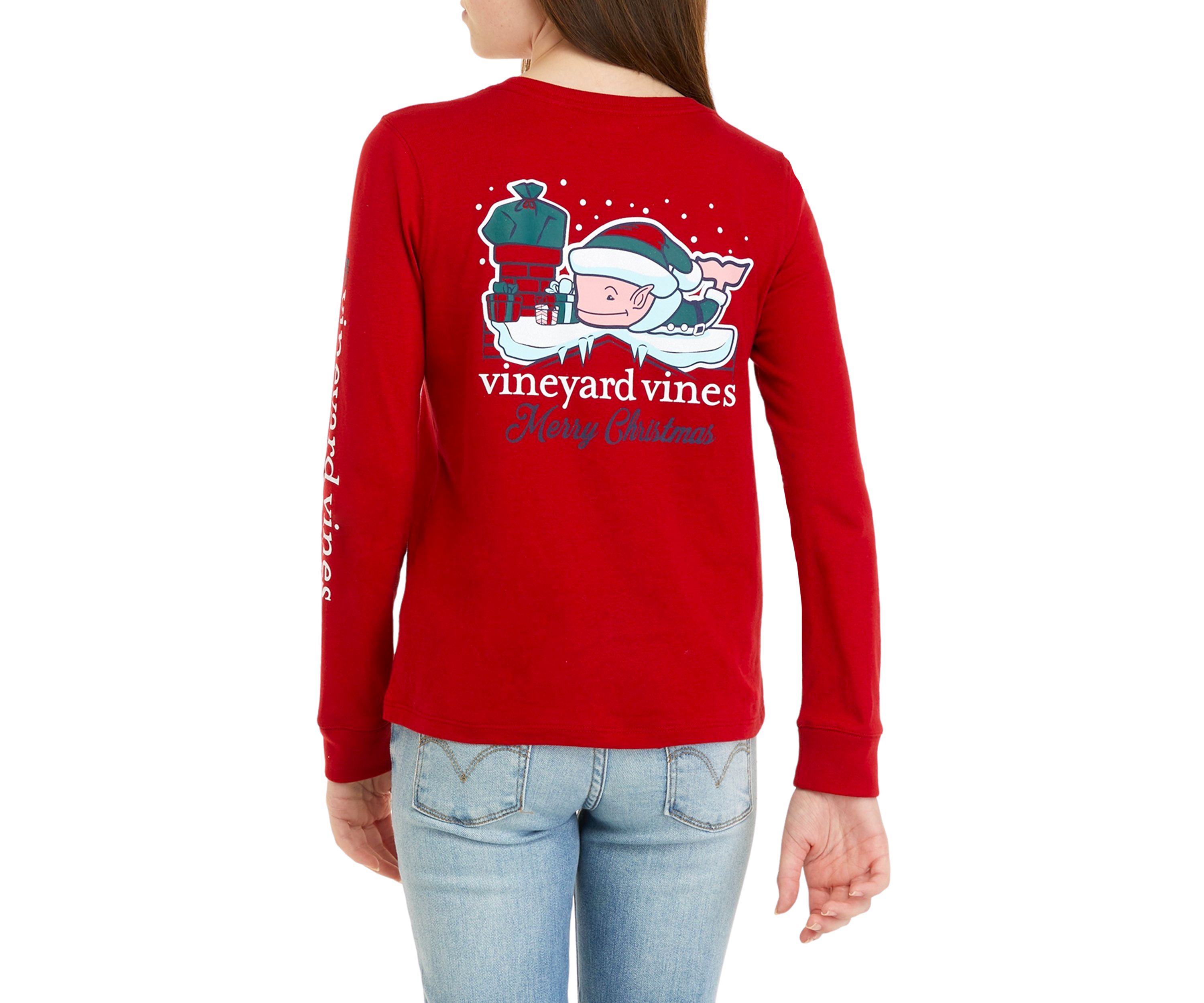 Girls 7-16 Elf Whale Long Sleeve Pocket Graphic T-Shirt