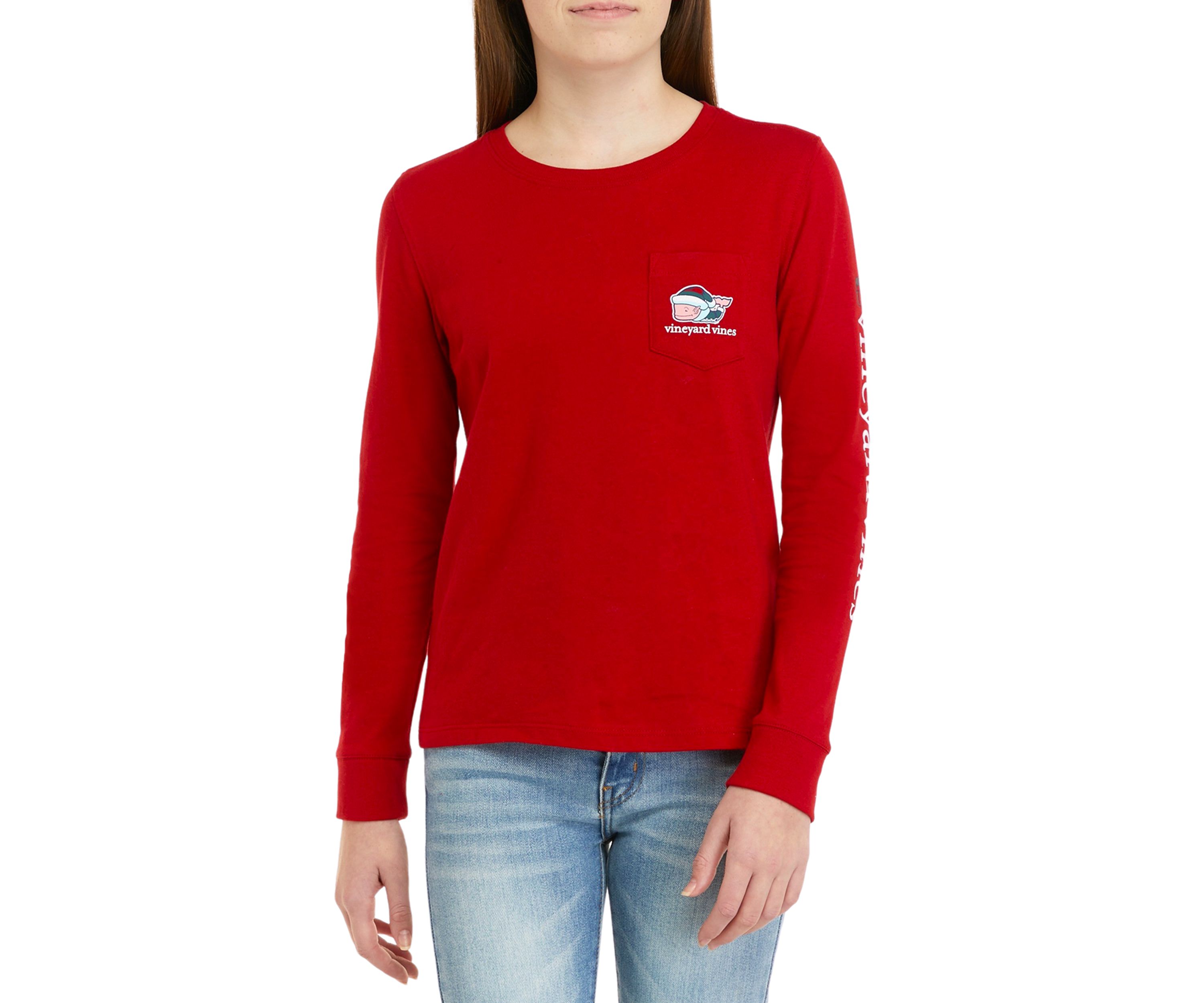 Girls 7-16 Elf Whale Long Sleeve Pocket Graphic T-Shirt