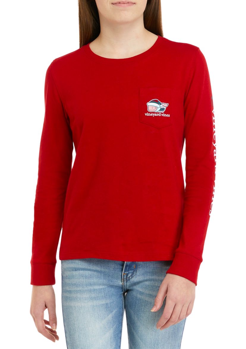Girls 7-16 Elf Whale Long Sleeve Pocket Graphic T-Shirt
