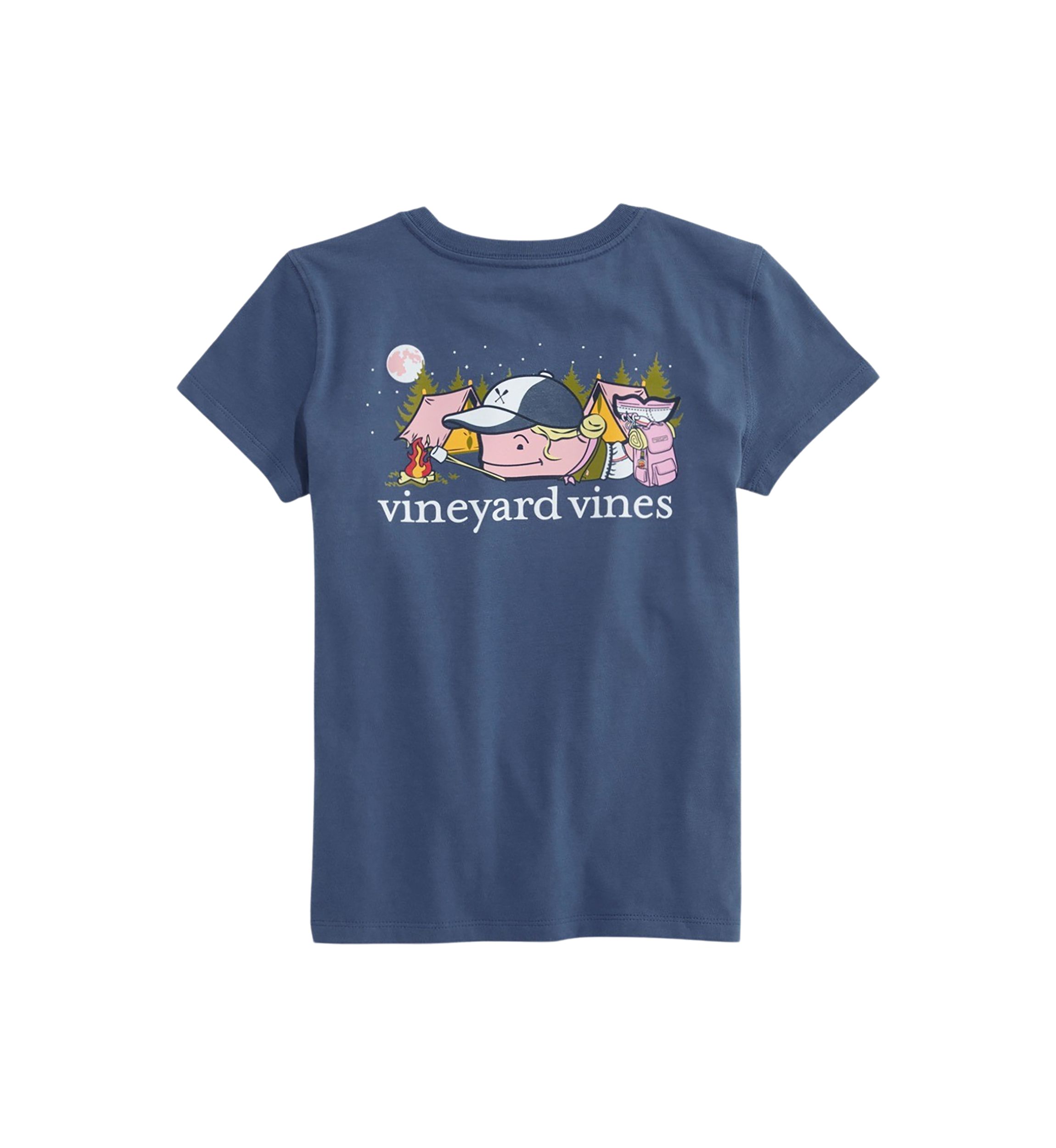 Girls 7-16 Glow Camping Whale Short Sleeve Pocket T-Shirt