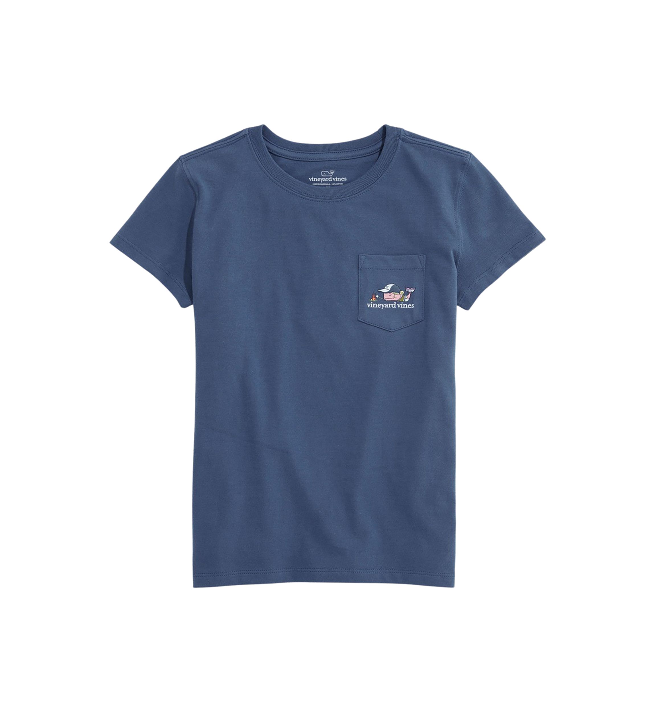 Girls 7-16 Glow Camping Whale Short Sleeve Pocket T-Shirt
