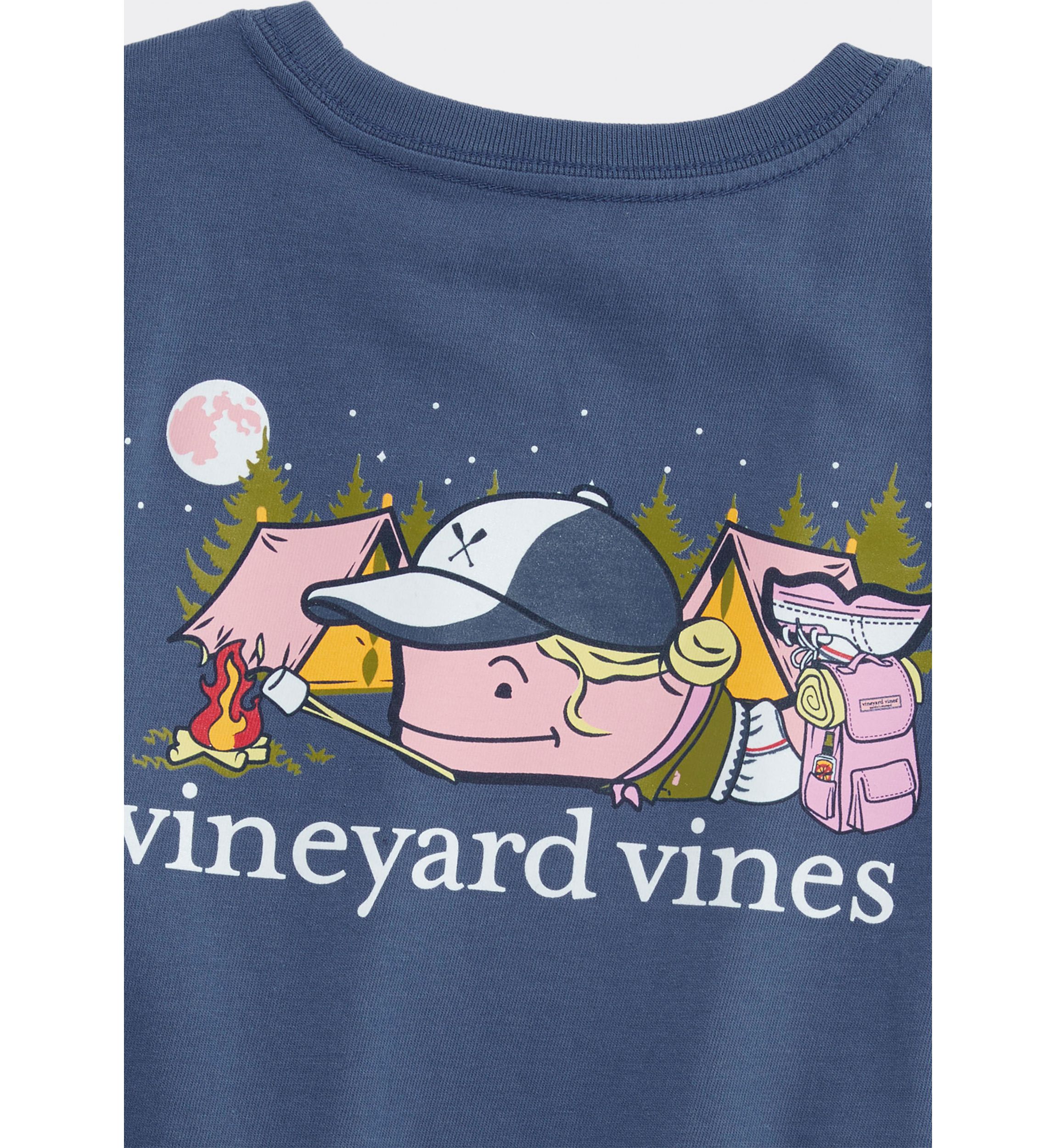 Girls 7-16 Glow Camping Whale Short Sleeve Pocket T-Shirt