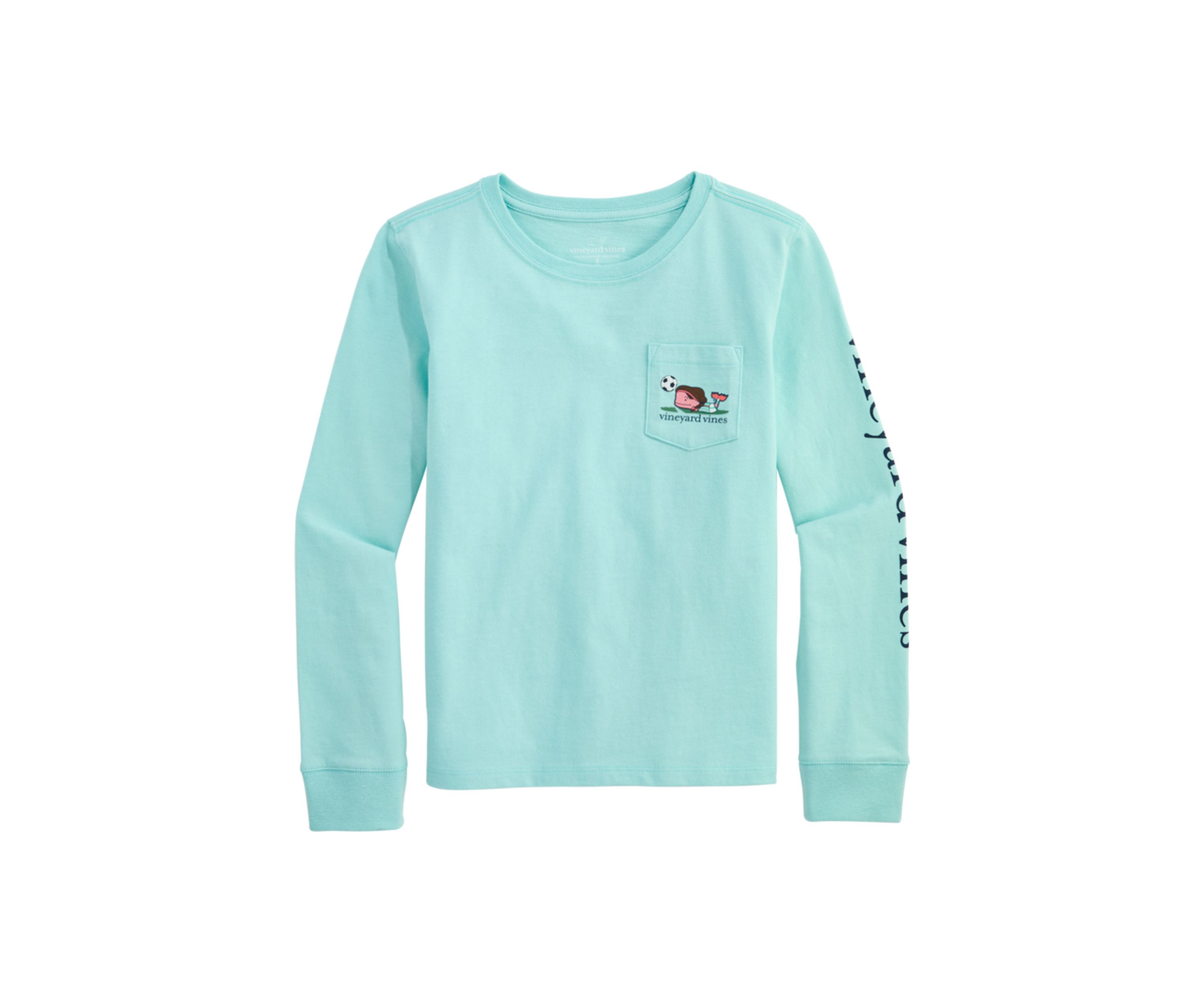 Girls 7-16 Soccer Whale Long Sleeve Pocket T-Shirt