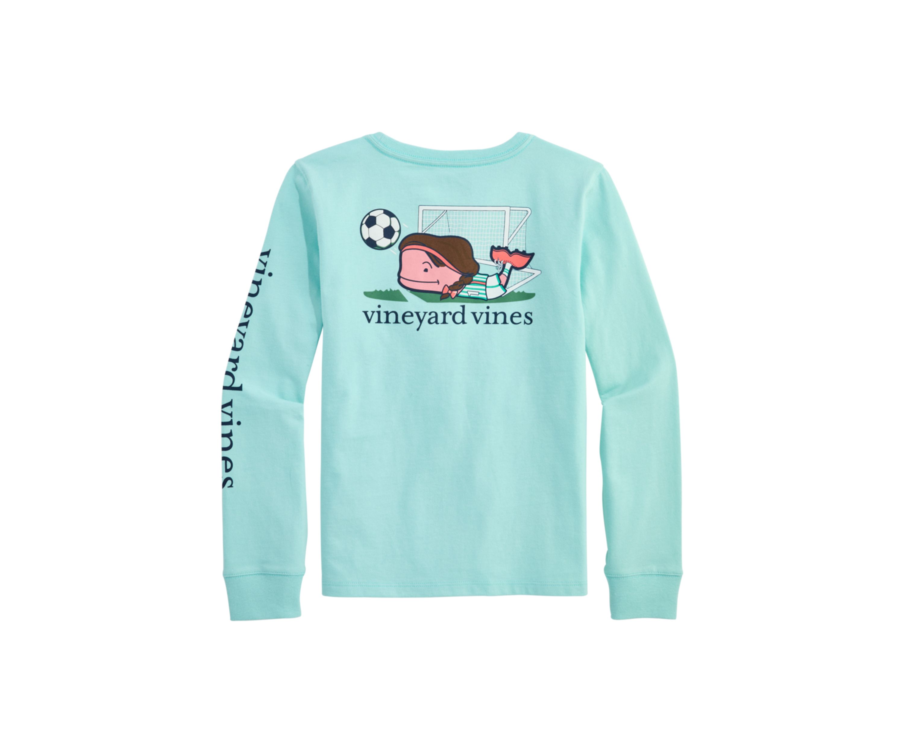 Girls 7-16 Soccer Whale Long Sleeve Pocket T-Shirt