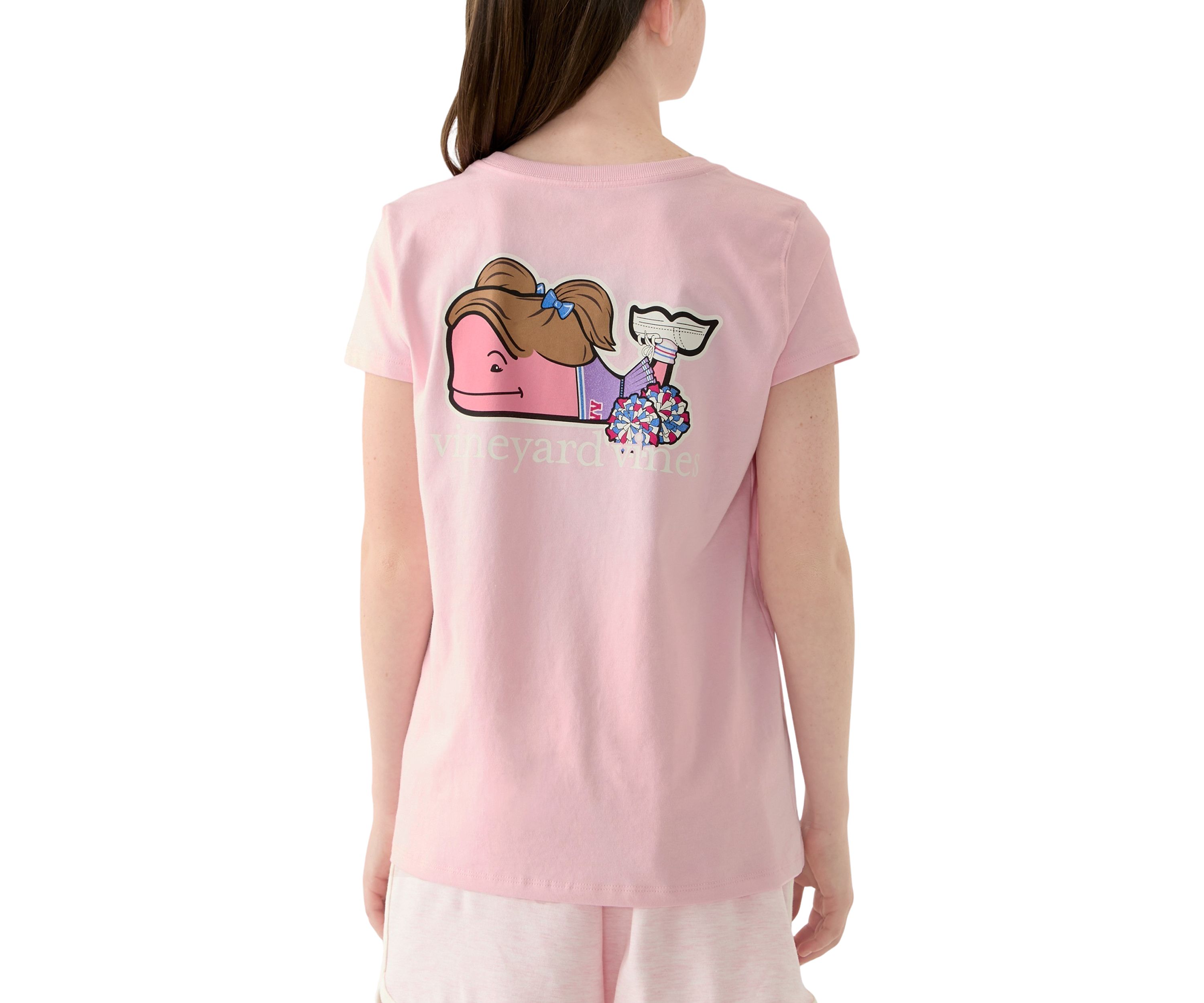 Girls 7-16 Cheerleader Whale Short Sleeve Pocket T-Shirt