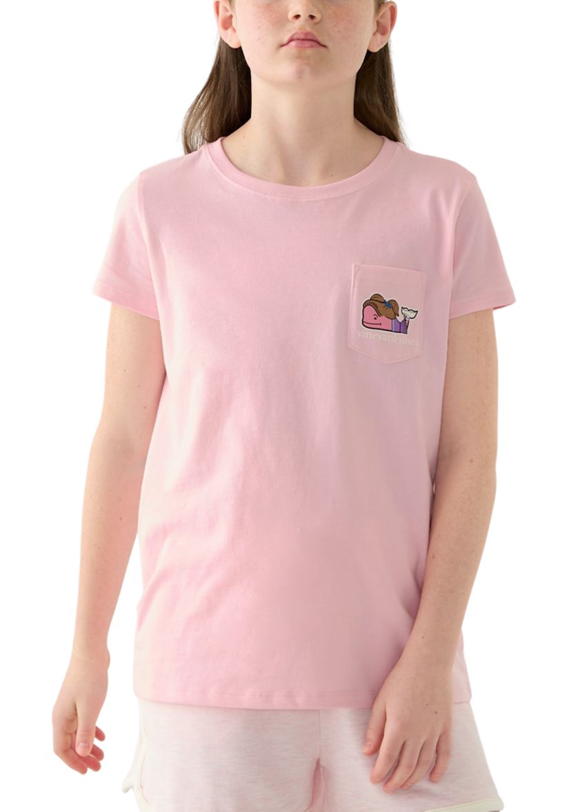 Girls 7-16 Cheerleader Whale Short Sleeve Pocket T-Shirt