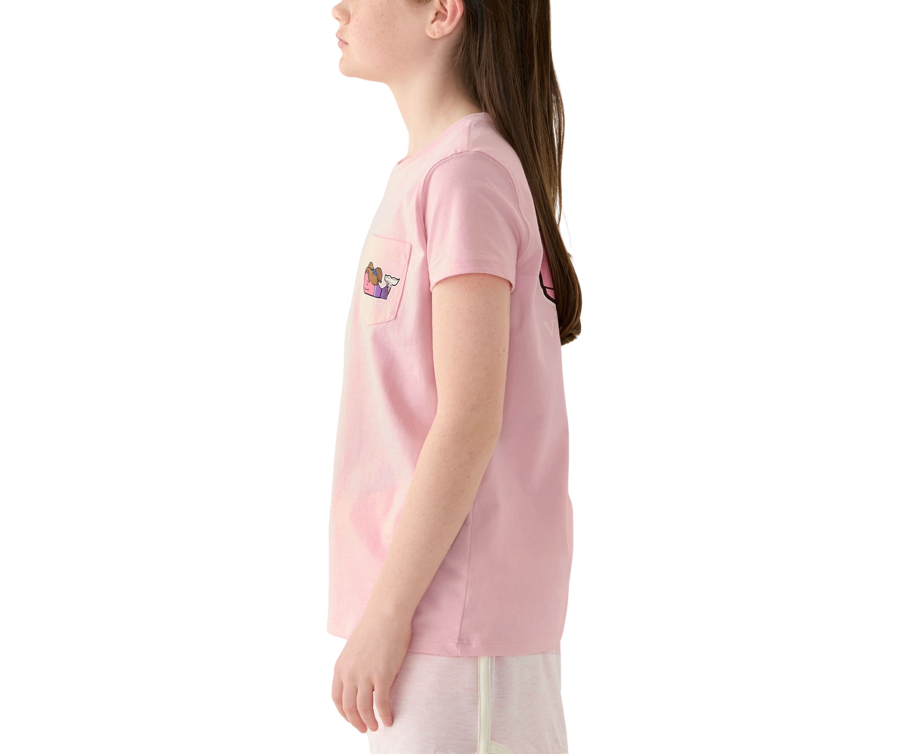 Girls 7-16 Cheerleader Whale Short Sleeve Pocket T-Shirt