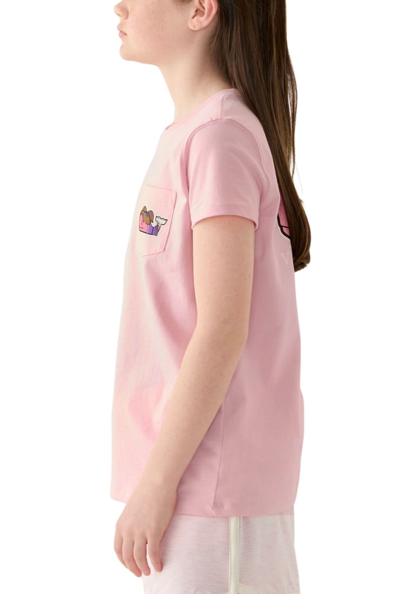 Girls 7-16 Cheerleader Whale Short Sleeve Pocket T-Shirt