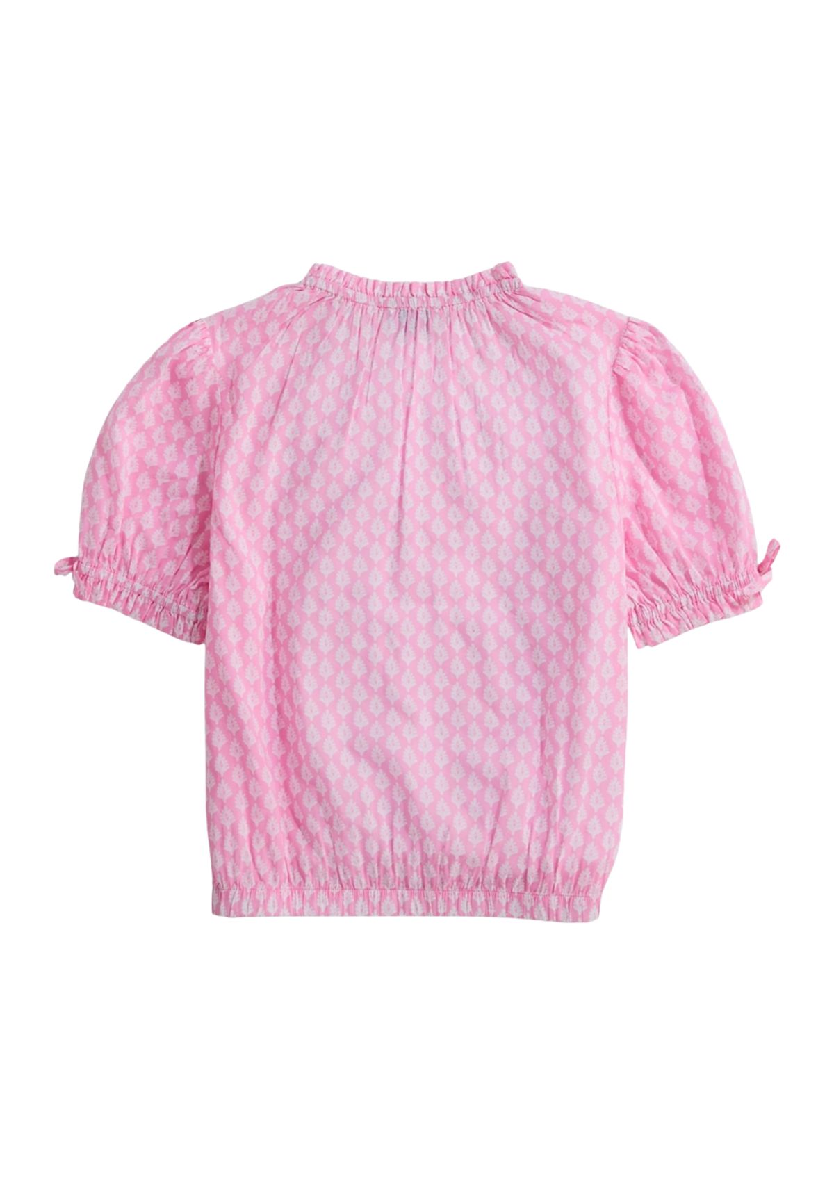 Girls 7-16 Blouson Sleeve Smocked Printed Top 