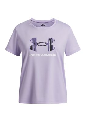 Under Armour Girls 7-16 UA Techâ¢ Print Fill Graphic T-Shirt, Purple, XL