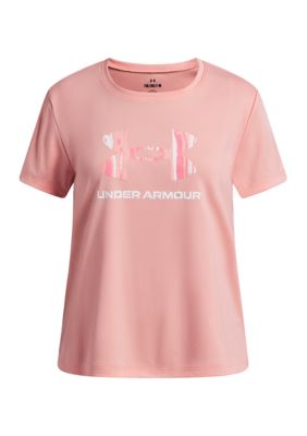Under Armour Girls 7-16 UA Techâ¢ Print Fill Graphic T-Shirt, Pink, XL