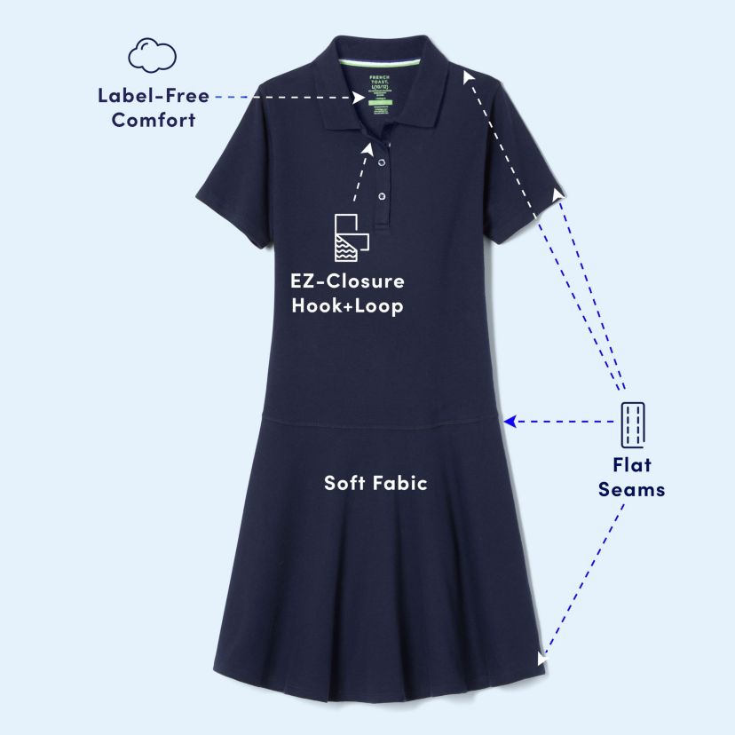 Girls XS-XL Adaptive Polo Dress