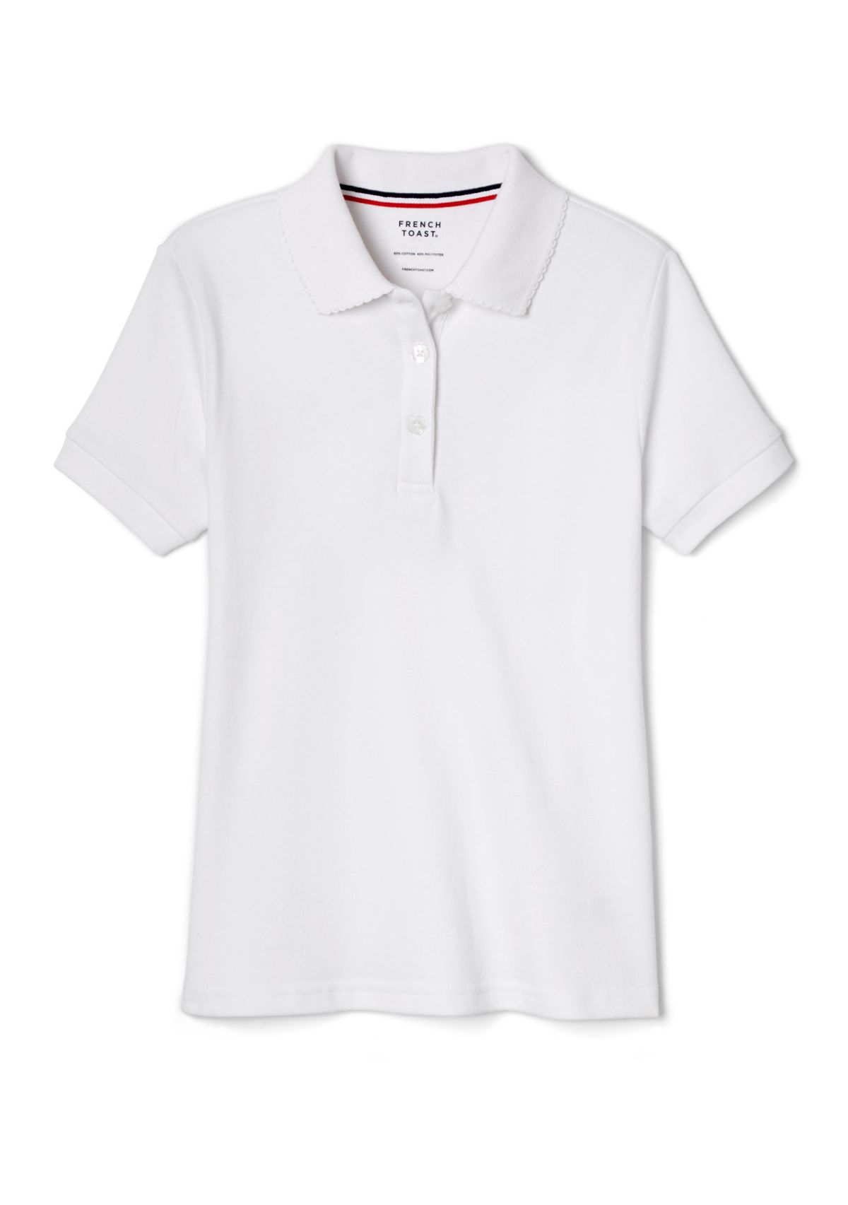 Girls Short Sleeve Picot Collar Interlock Polo Shirt