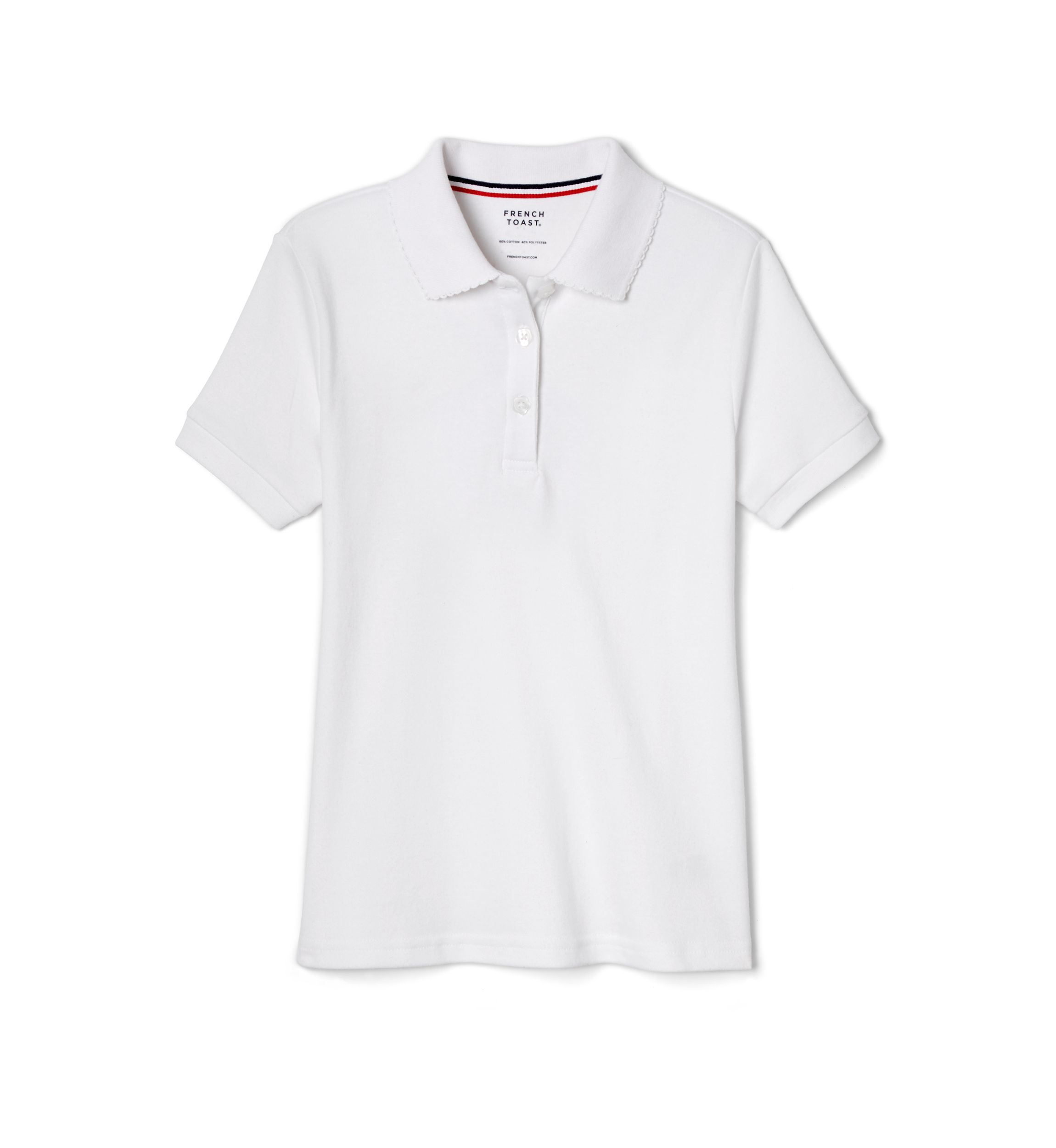 Girls Short Sleeve Picot Collar Interlock Polo Shirt