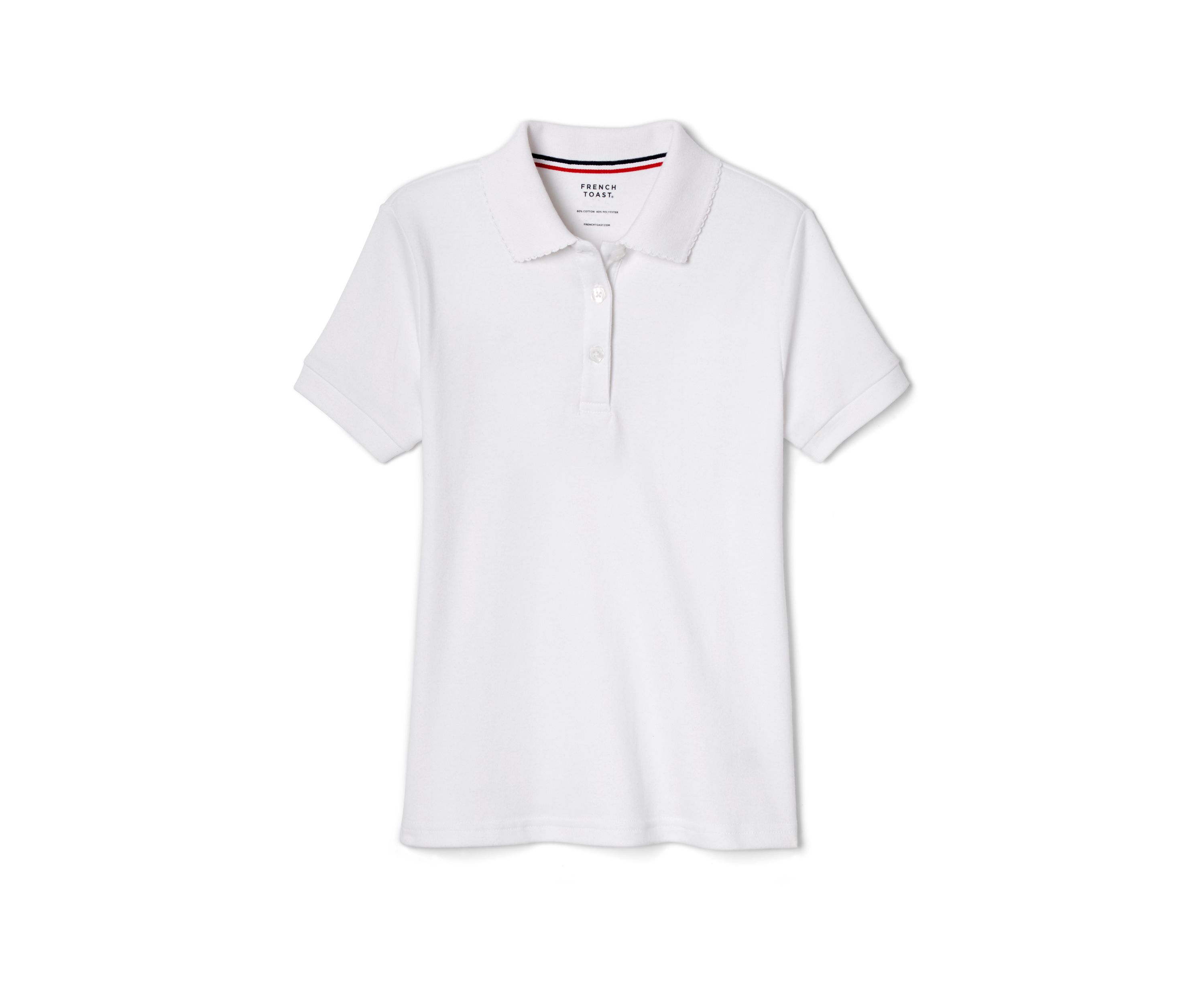 Girls Short Sleeve Picot Collar Interlock Polo Shirt