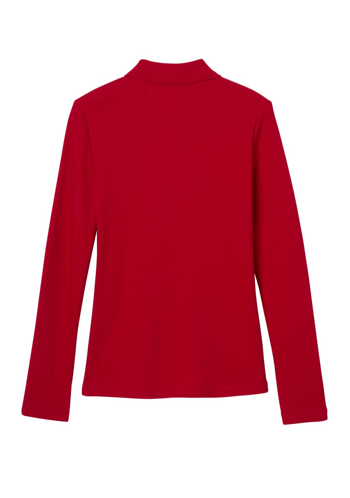 Girls Long Sleeve Picot Collar Interlock Polo Shirt