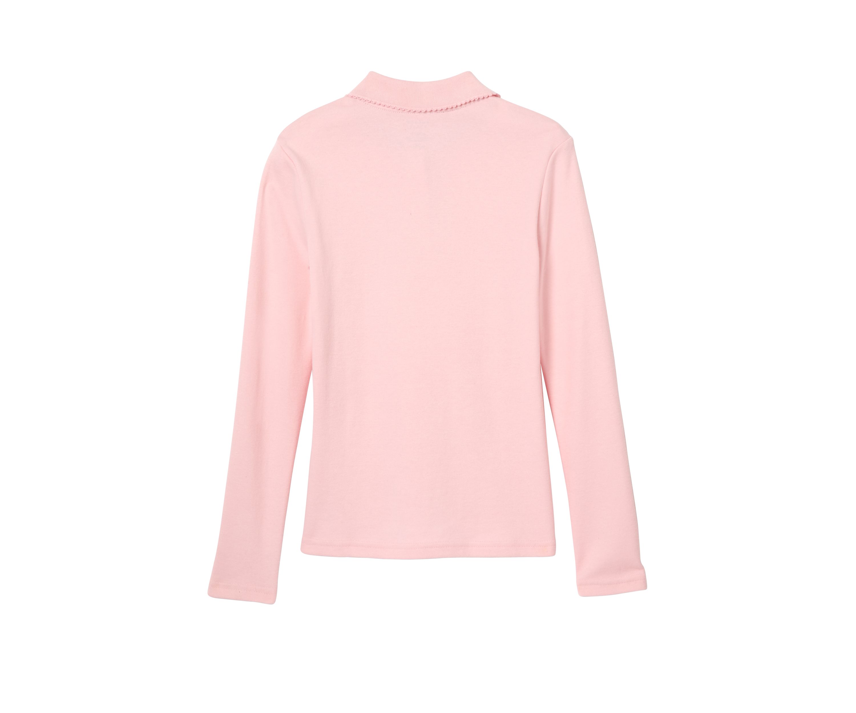 Girls Long Sleeve Picot Collar Interlock Polo Shirt
