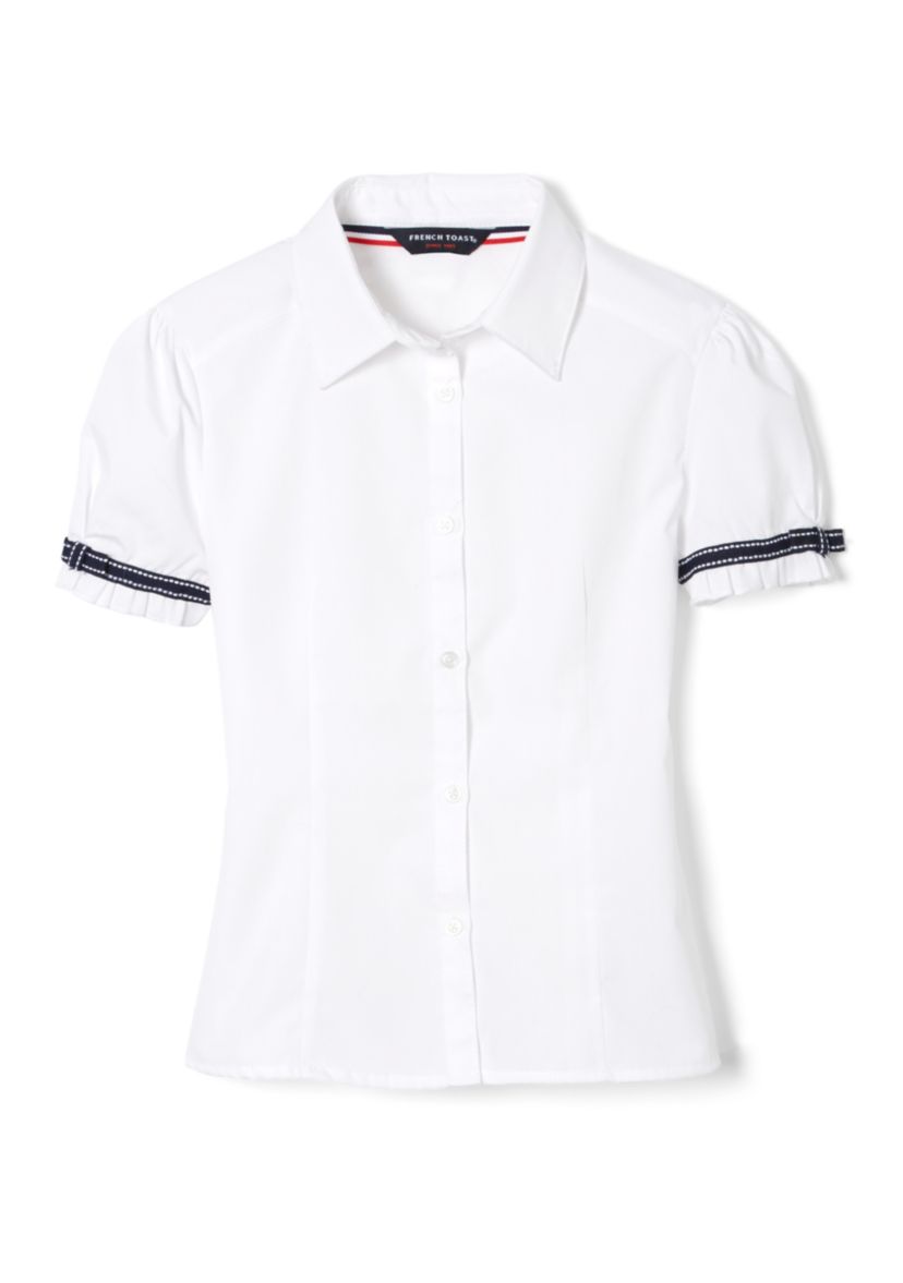 Girls 7-20 Short Sleeve Ribbon Bow Blouse