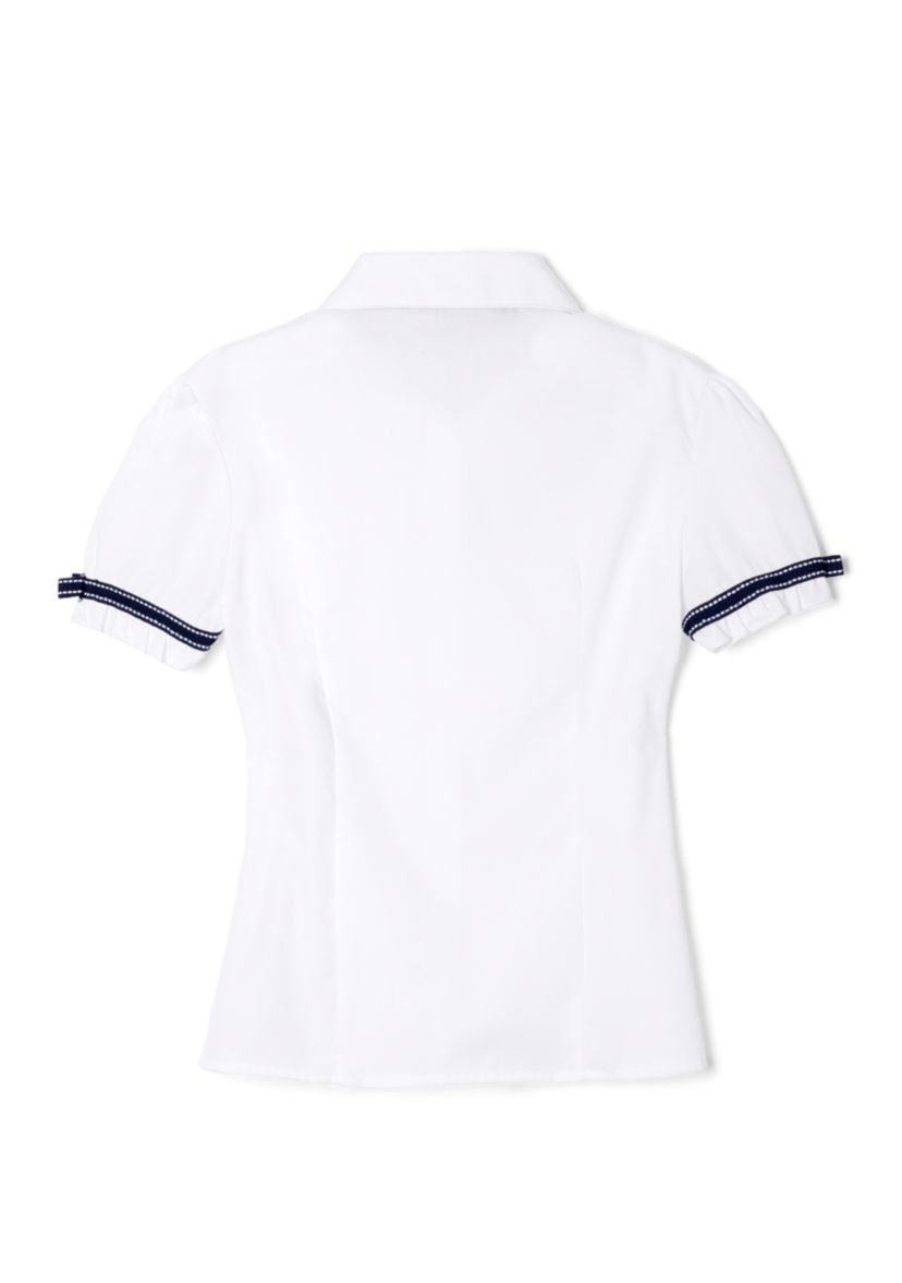 Girls 7-20 Short Sleeve Ribbon Bow Blouse