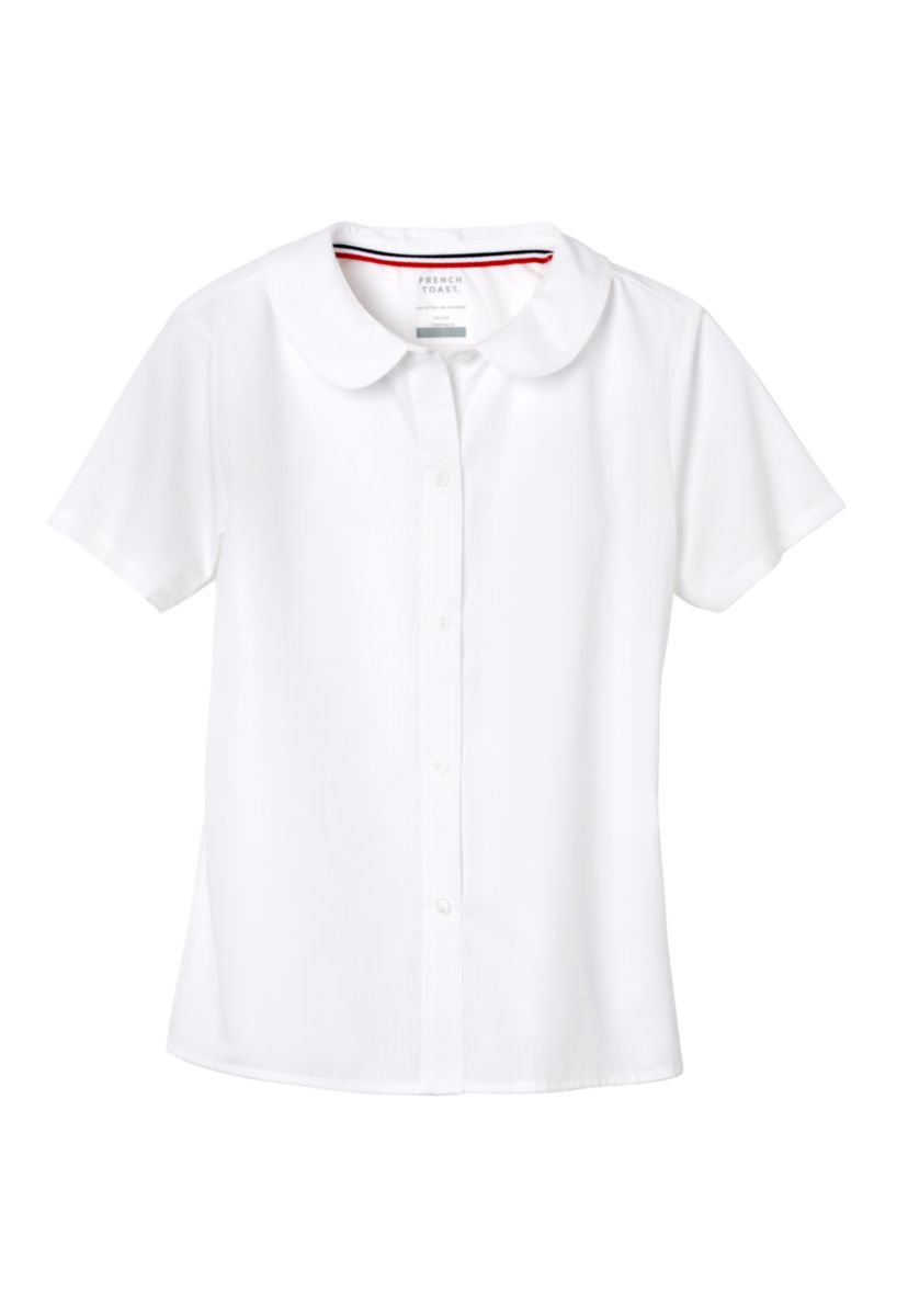 Girls Short Sleeve Modern Peter Pan Collar Blouse
