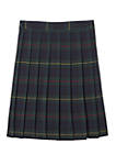 Girls 7-20 Adjustable Waist Mid Length Plaid Pleated Skirt