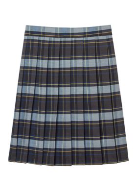 Girls 7-20 Adjustable Waist Mid Length Plaid Pleated Skirt