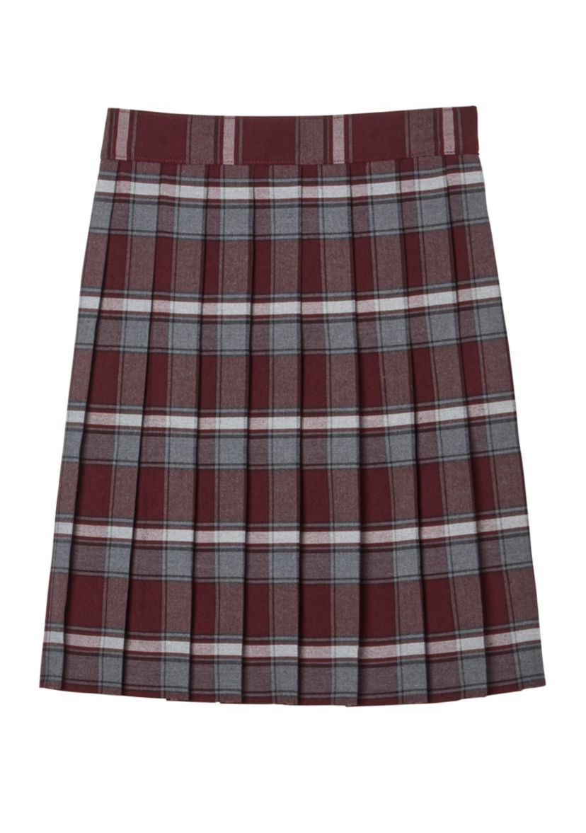 Girls 7-20 Adjustable Waist Mid Length Plaid Pleated Skirt