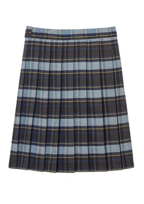 Girls 7-20 Adjustable Waist Mid Length Plaid Pleated Skirt