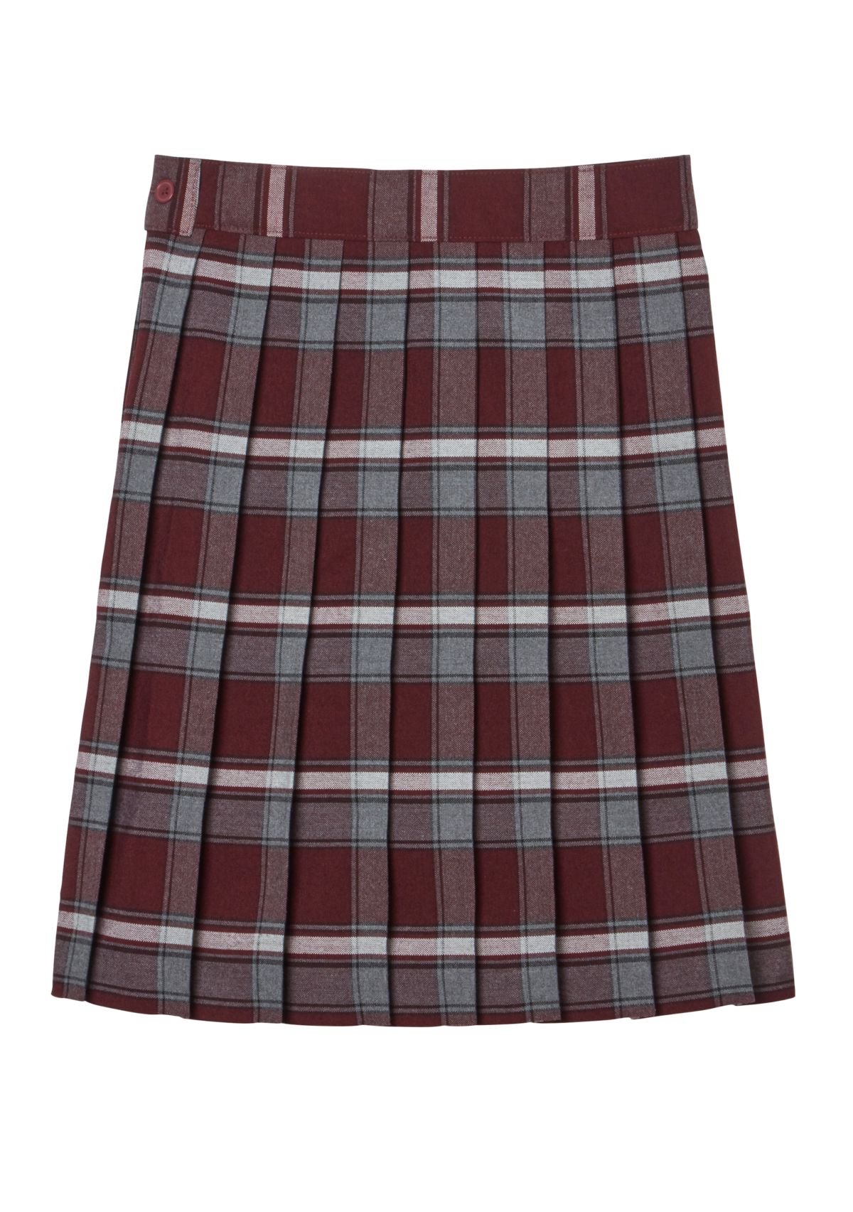 Girls 7-20 Adjustable Waist Mid Length Plaid Pleated Skirt