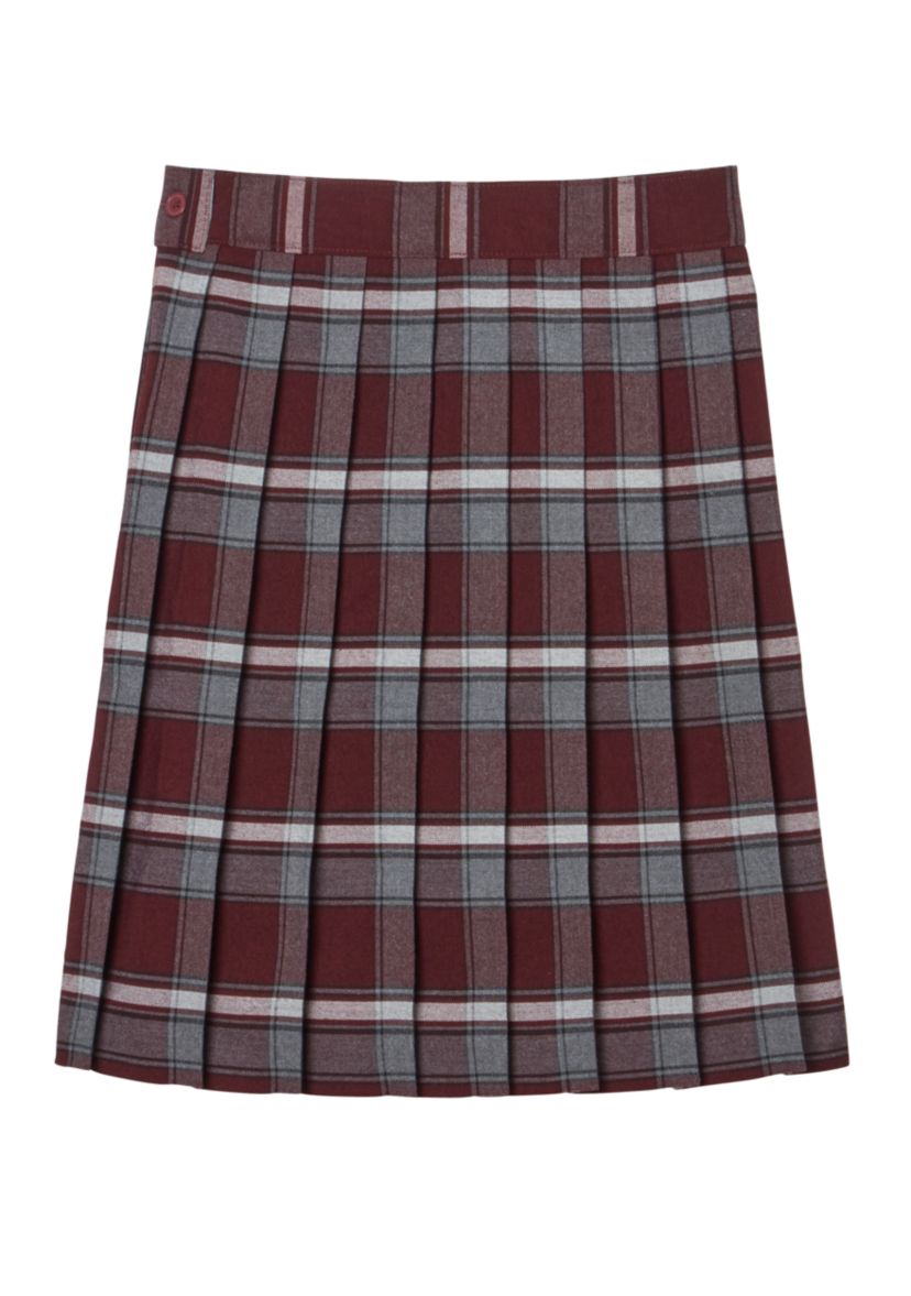 Girls 7-20 Adjustable Waist Mid Length Plaid Pleated Skirt