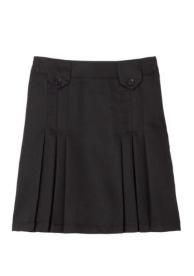 Girls 7-20 Adjustable Waist Front Tab Pleated Skirt