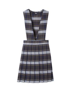 Girls Plaid V-Neck Pleated Jumper