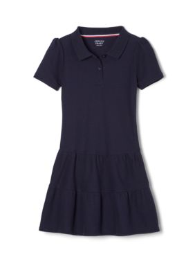 Girls  Short Sleeve Ruffle Piqué Polo Dress