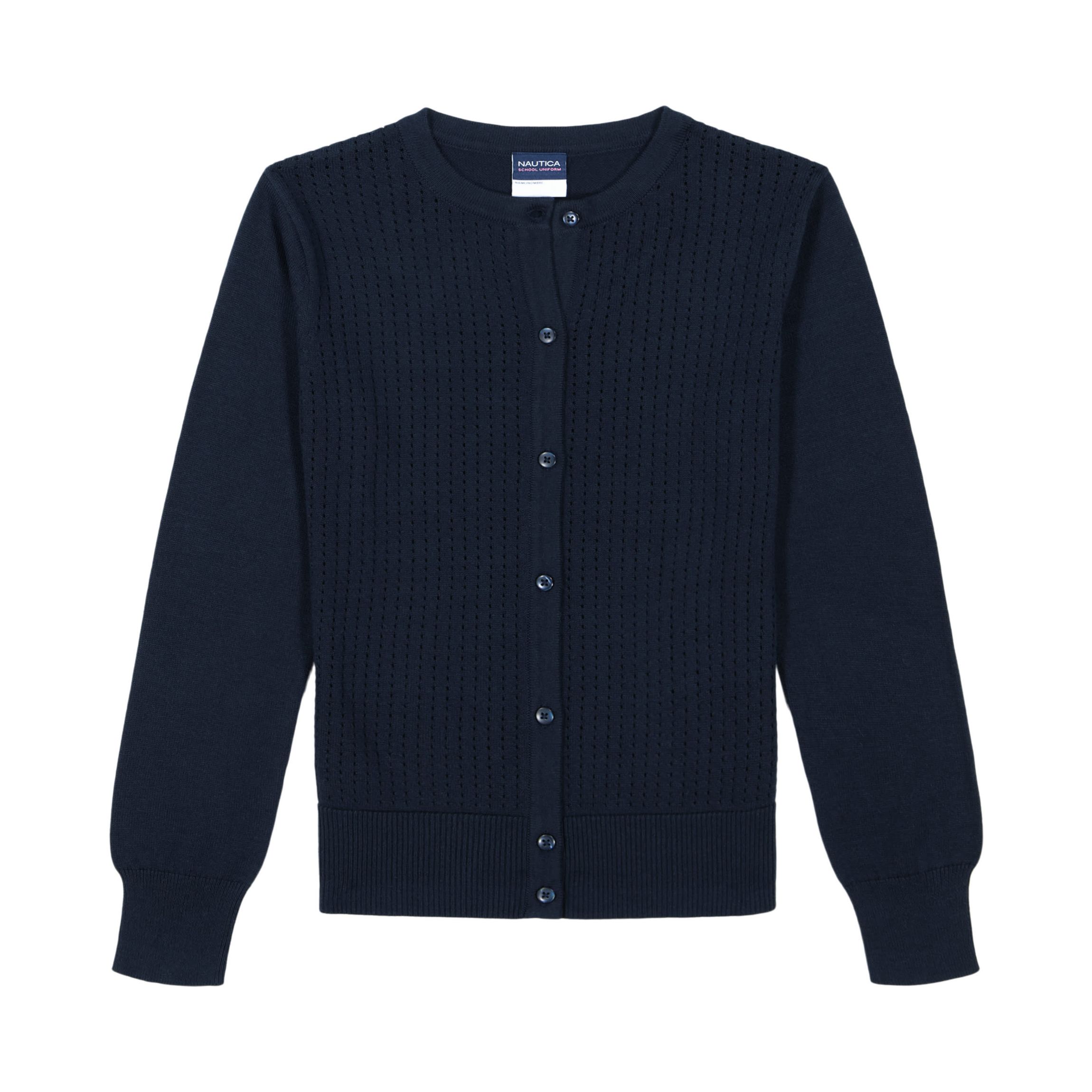 Girls 7-16 Pointelle Button Front Cardigan