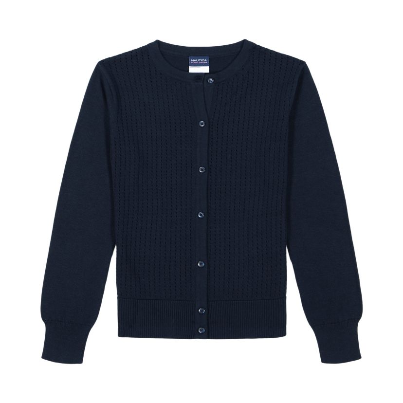 Girls 7-16 Pointelle Button Front Cardigan