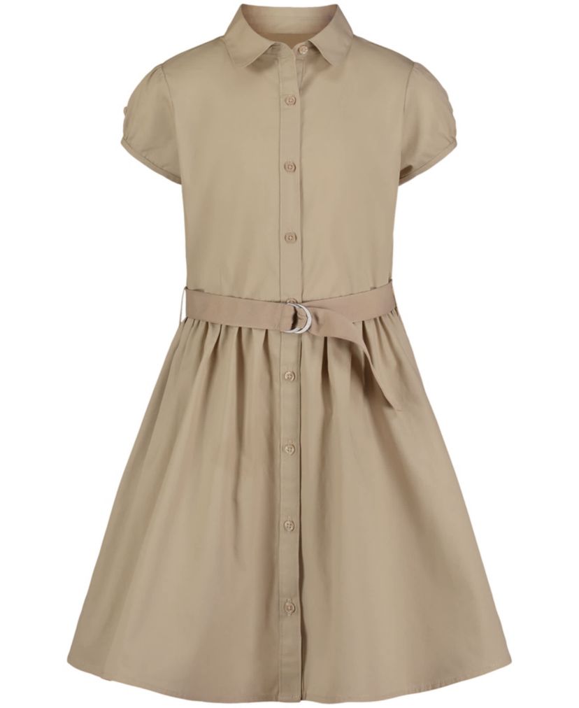 Girls 7-16 Short Sleeve Belted Shirtdress