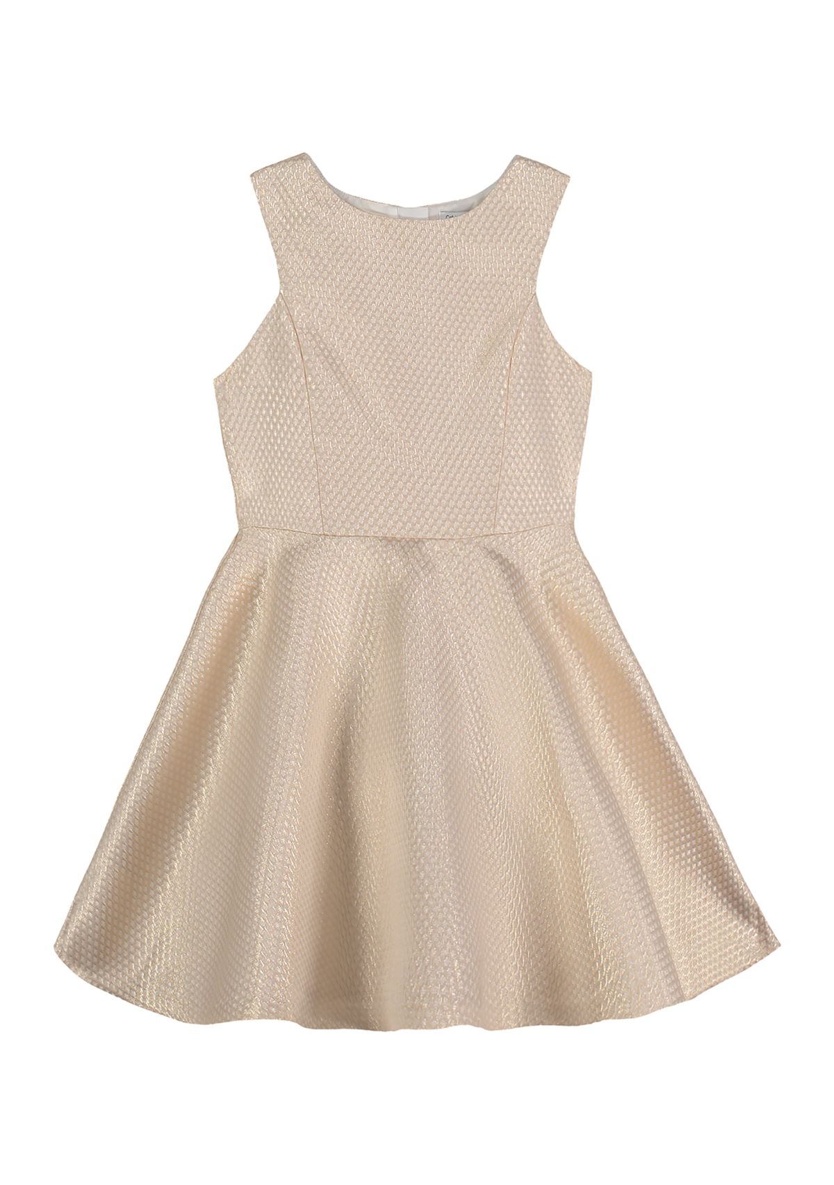 Girls 4-6x Gold Metallic Jacquard Dress
