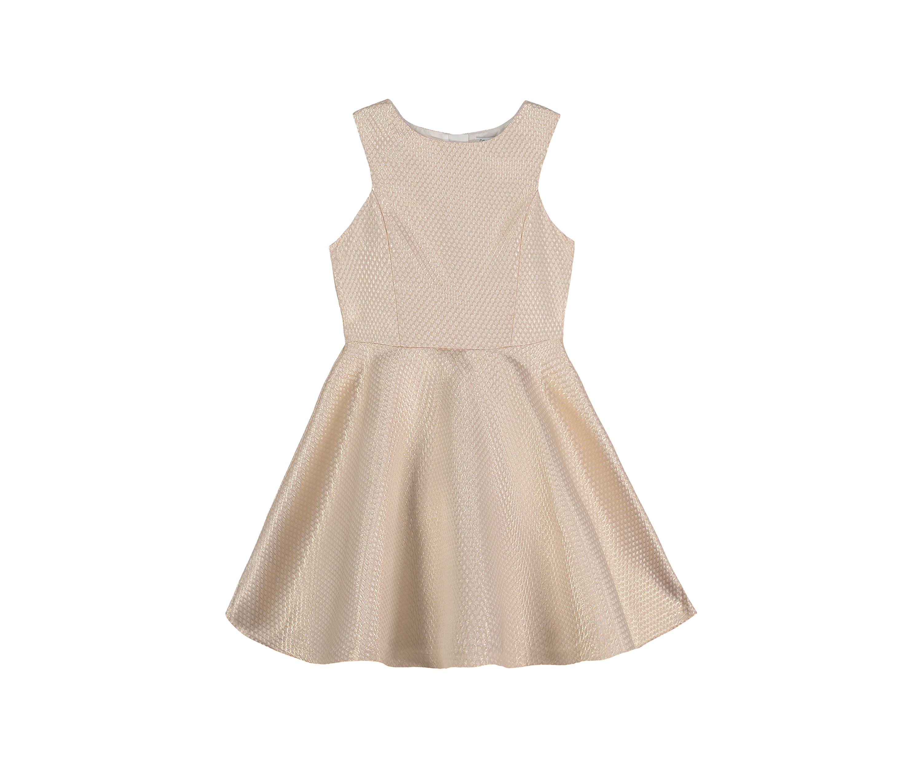 Girls 4-6x Gold Metallic Jacquard Dress
